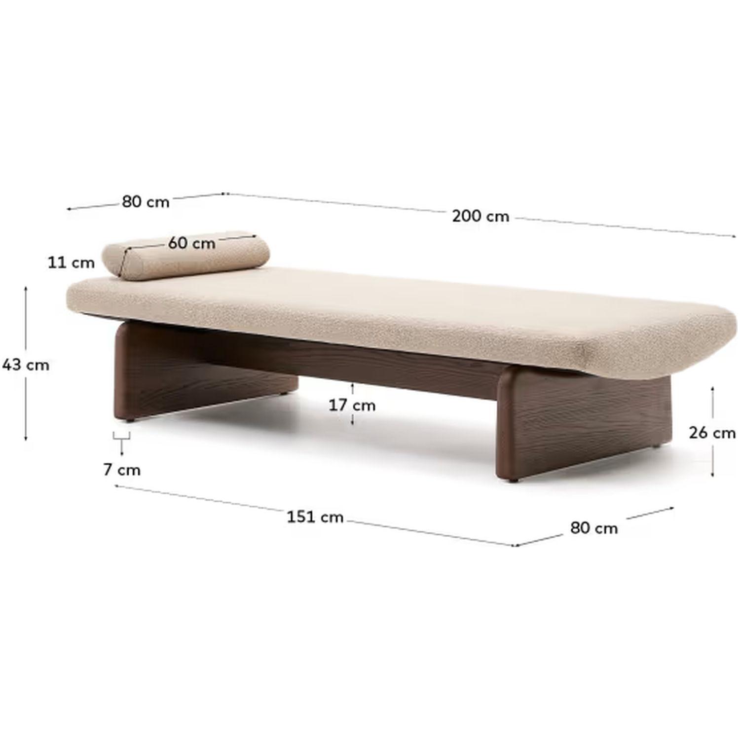 Chaiselongue Topaz aus beigefarbenem Chenille und massivem Eschenholz mit Walnuss-Finish 2