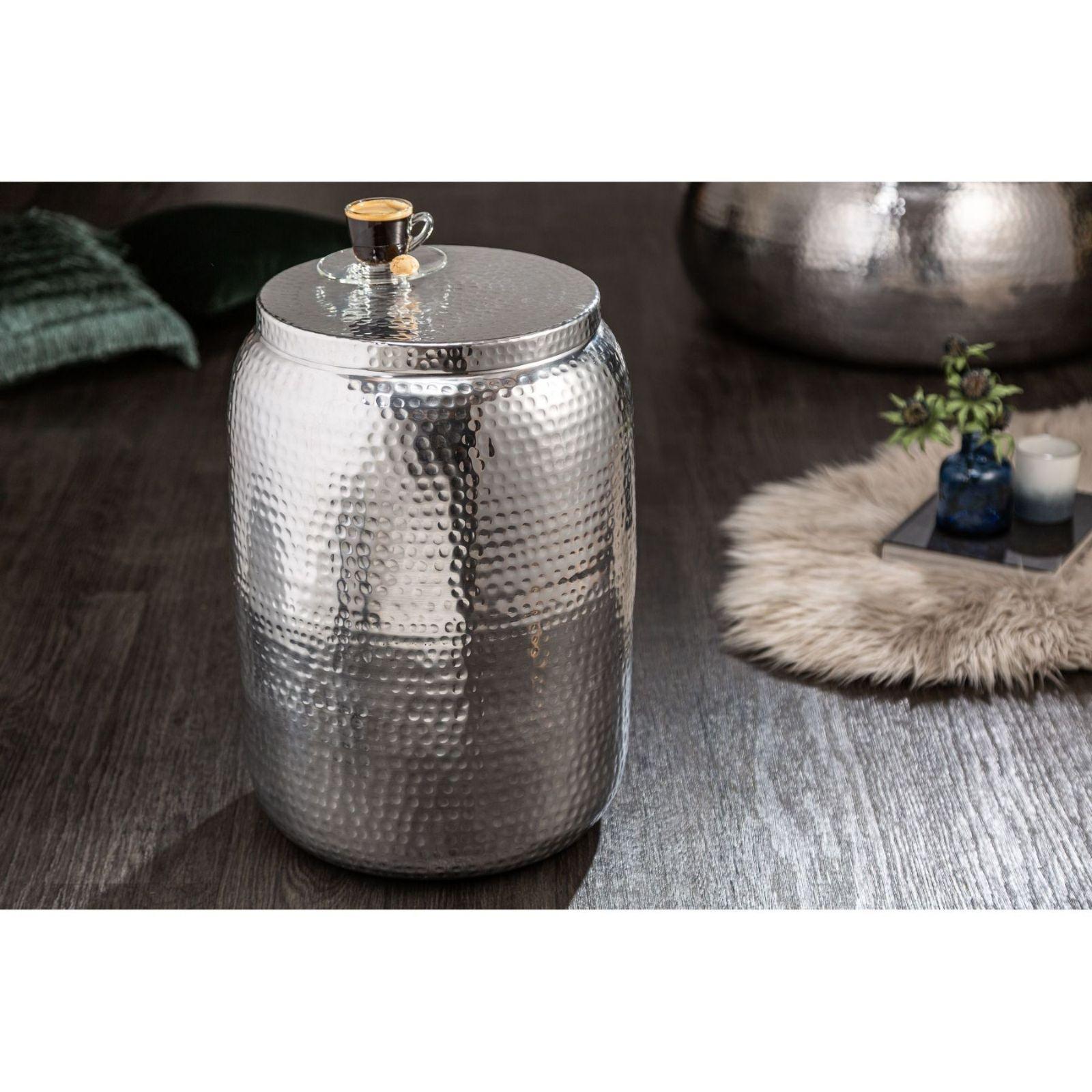 Beistelltisch rund Bazzar Storage 35cm Aluminium silber