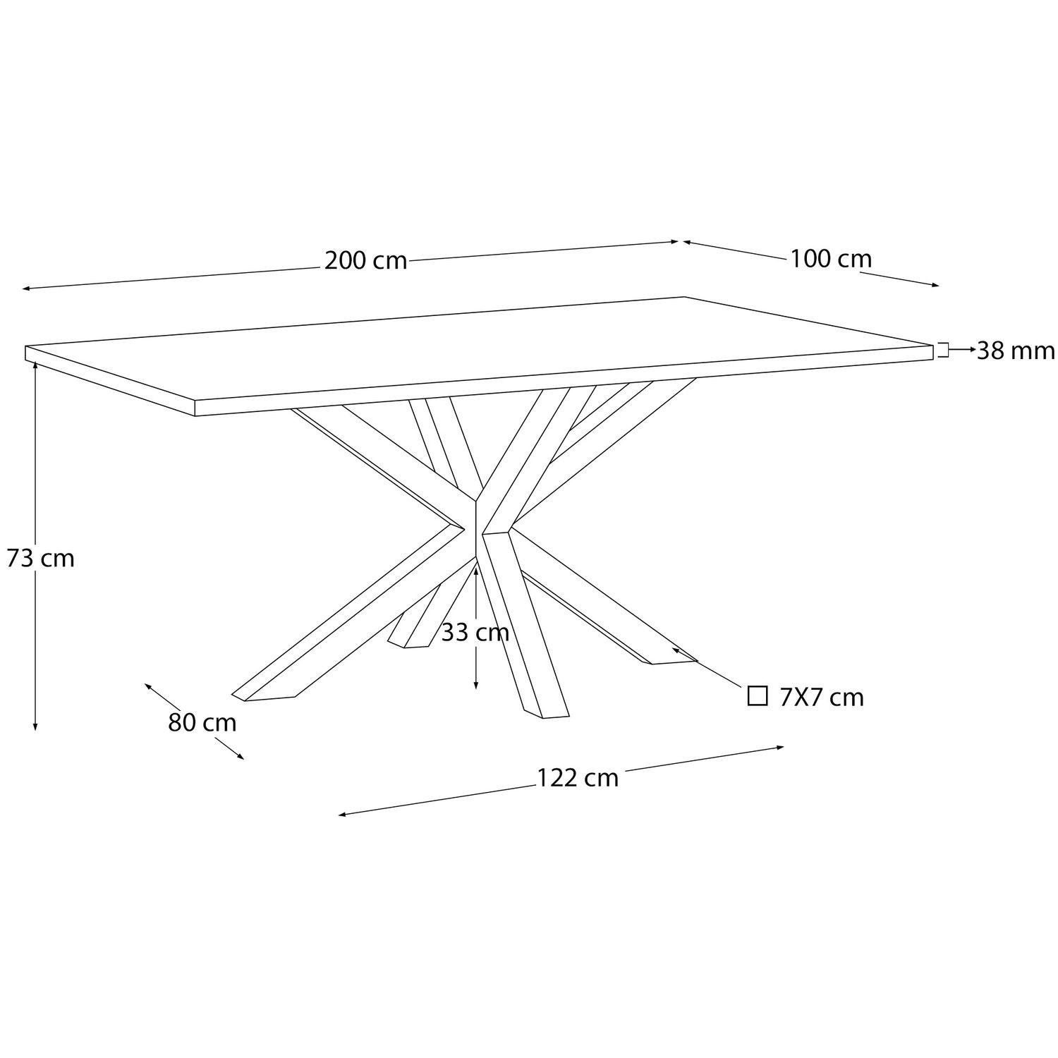 Argo Tisch 200 x 100 cm mit Melamin weiß und weißen Stahlbeinen
