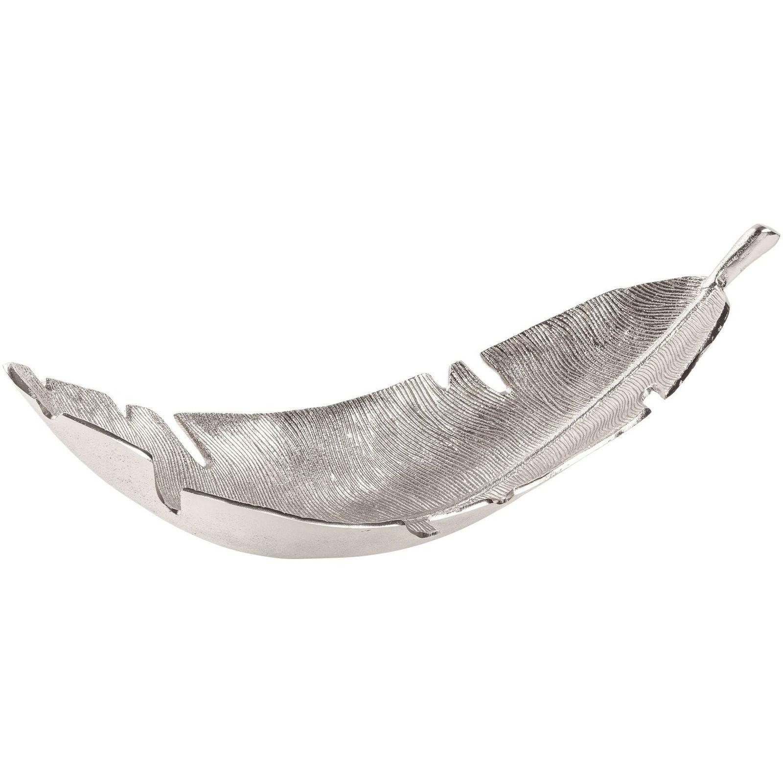 Deko Schale Leaf Blatt Design Metall silber 62x20