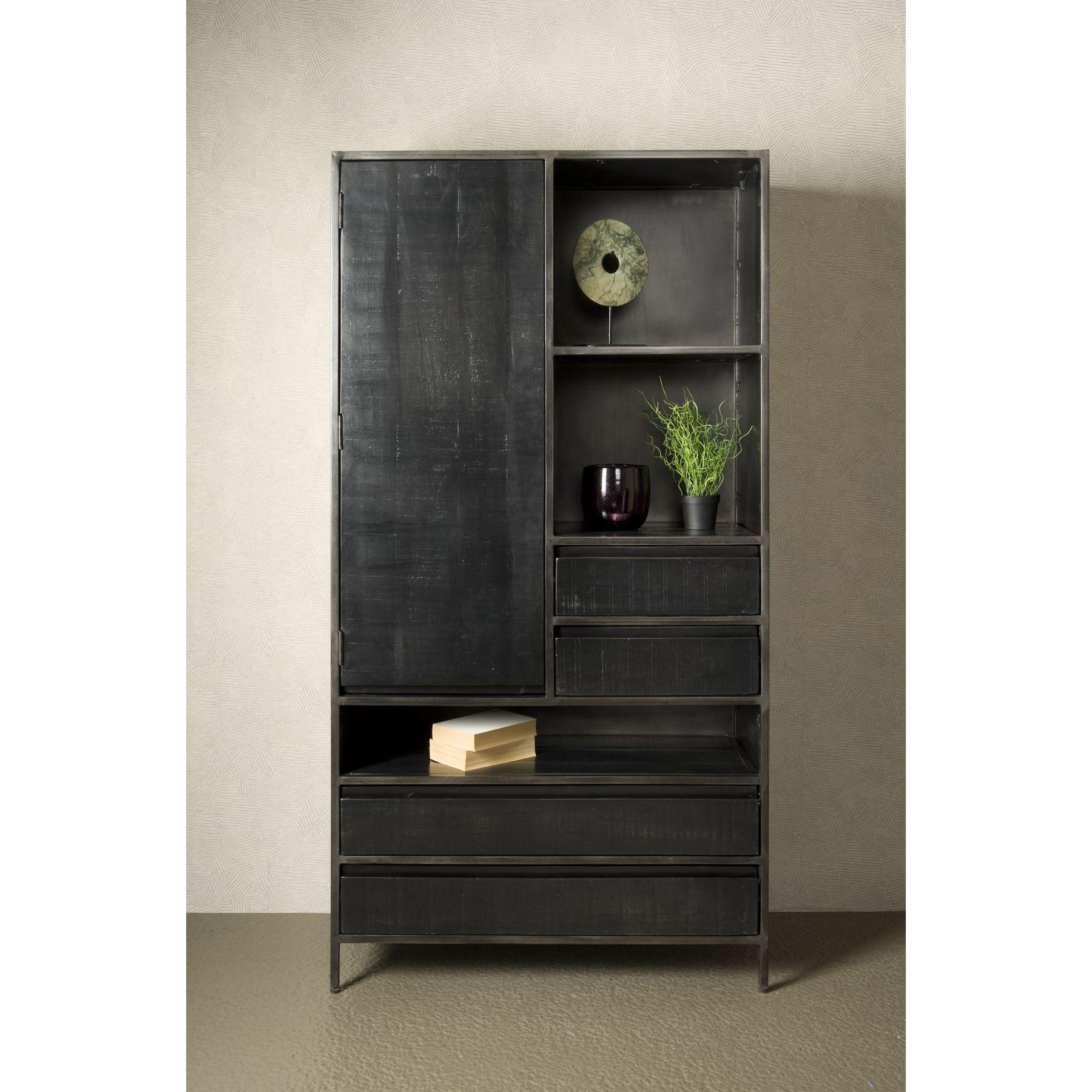 Standregal Schrank Dark Wood 100x190 Mangoholz Metall