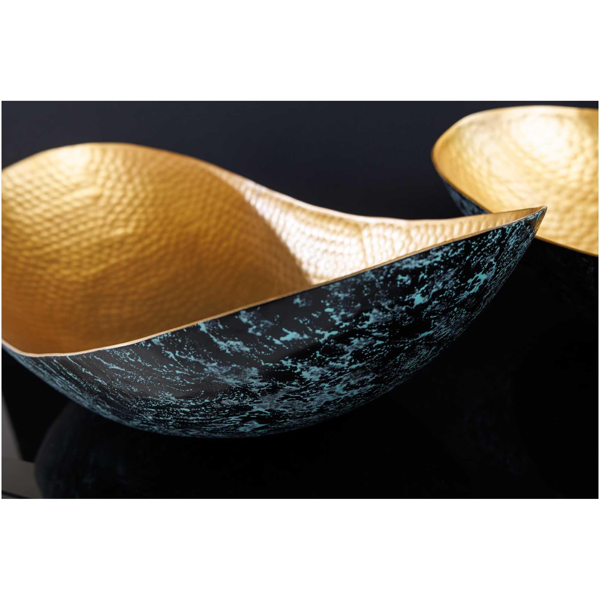 Deko Schale Bazzar Hammerschlag Patina Metall gold (2er-Set)