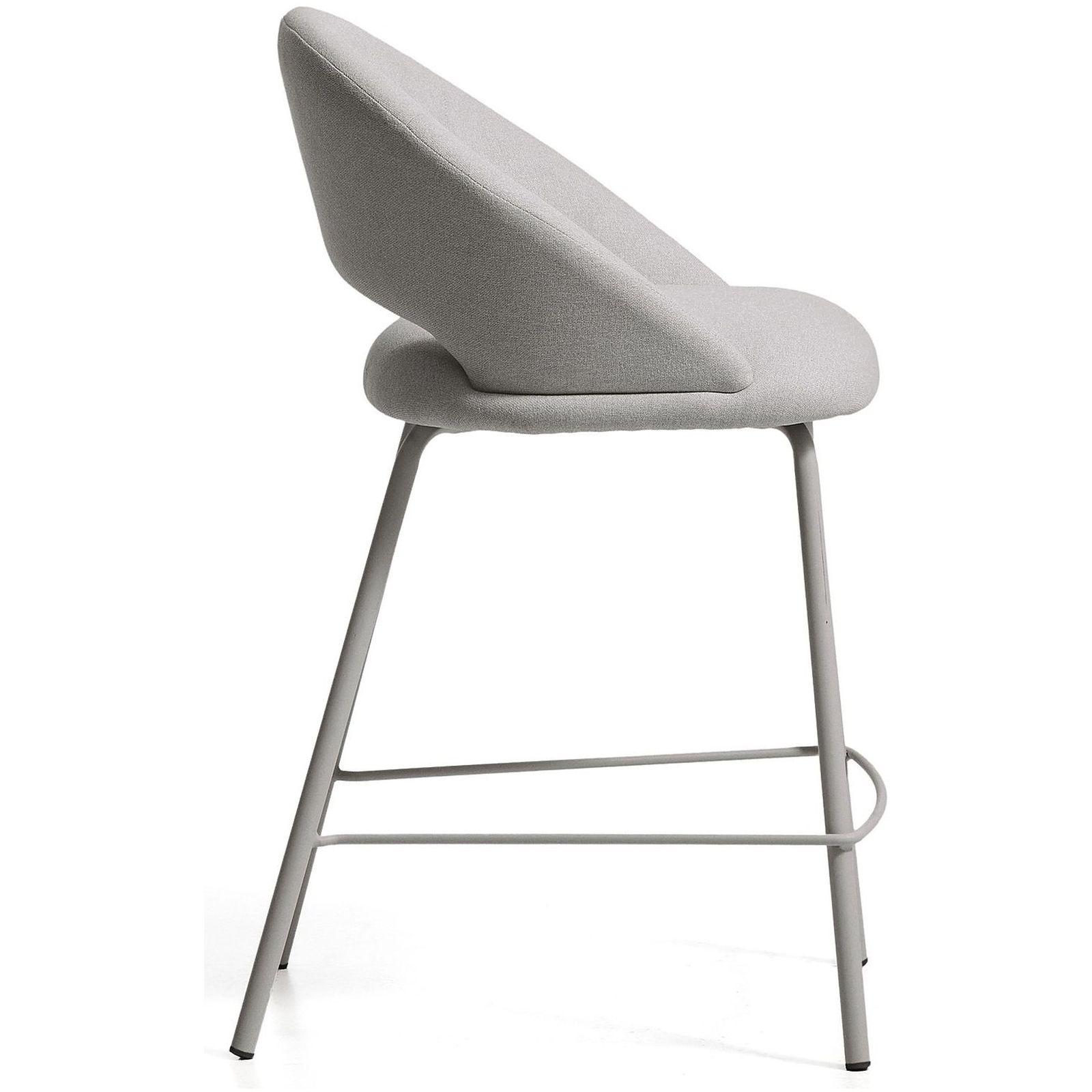 Barhocker Bonali mit grauer Chenille und Beinen aus grauem Metall FSC Mix Credit 65 cm