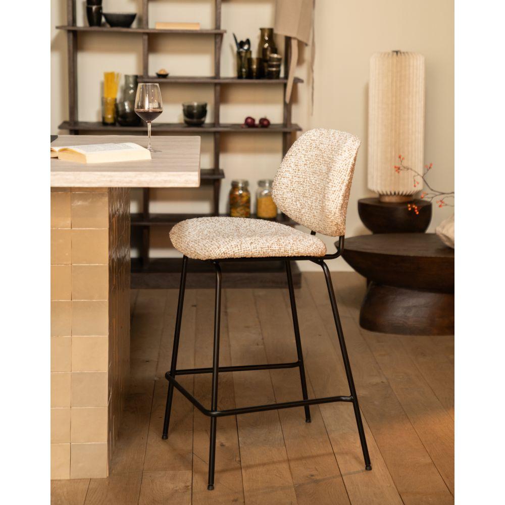 Barhocker Bella Bouclé Stoff beige Sitzhöhe 66