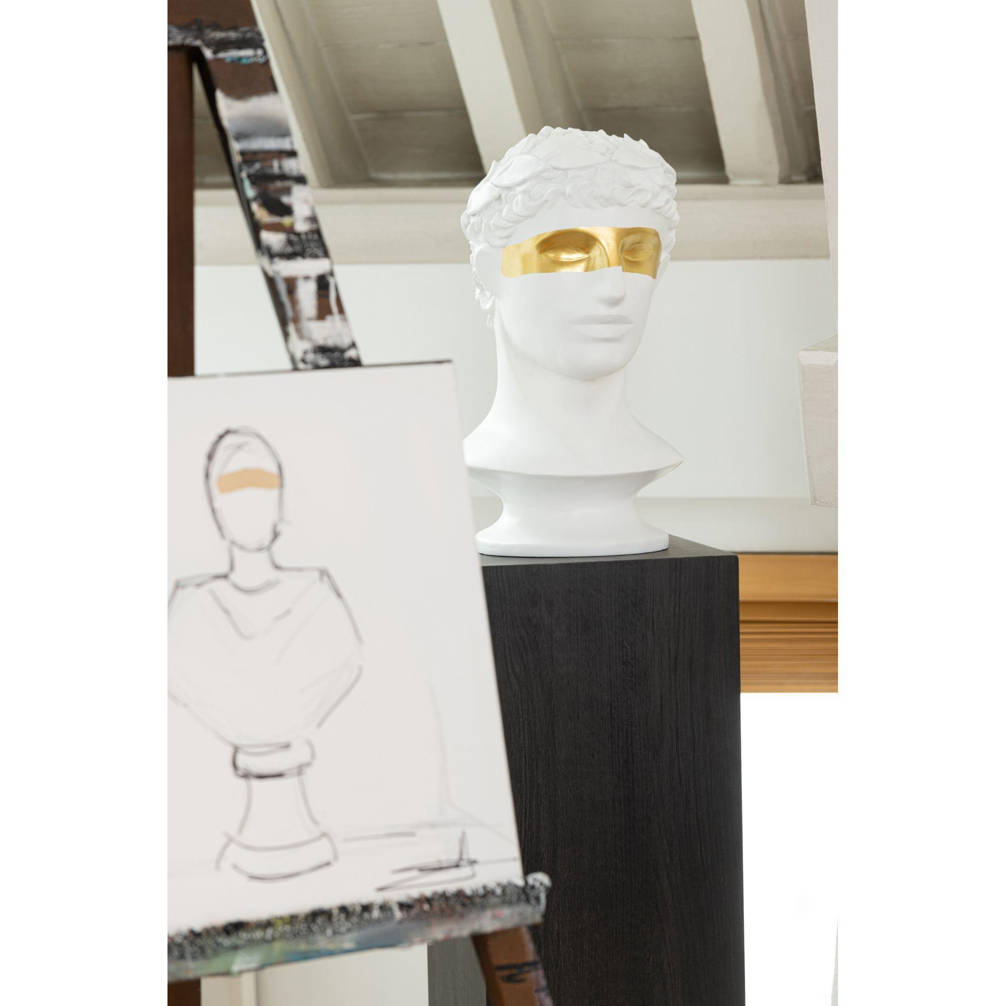 Deko Büste Caesar Poly Weiss Gold H48