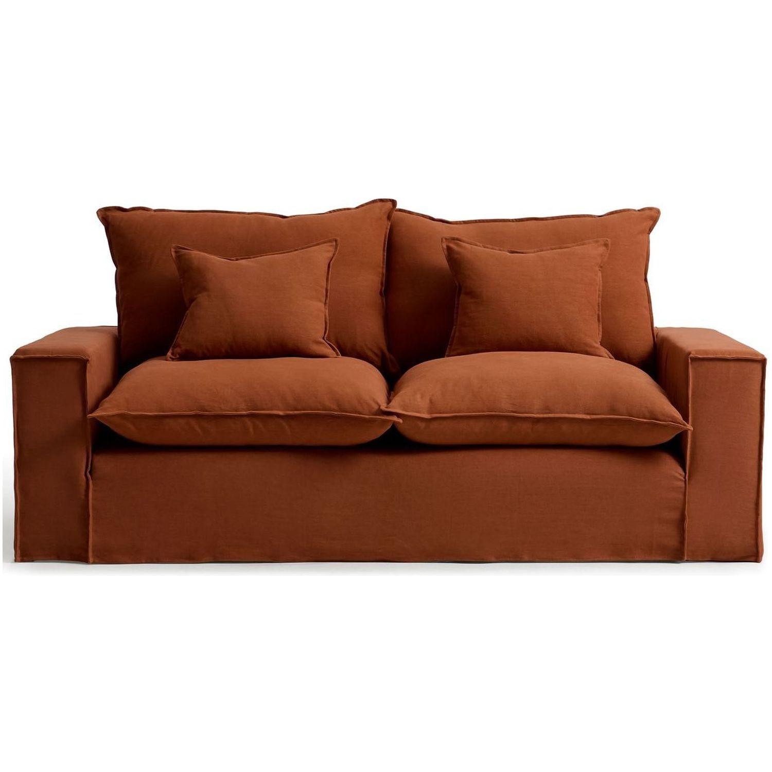 2-Sitzer-Sofa Anarela mit abnehmbarem Bezug aus Leinen in Terrakotta 220 cm FSC Mix Cred