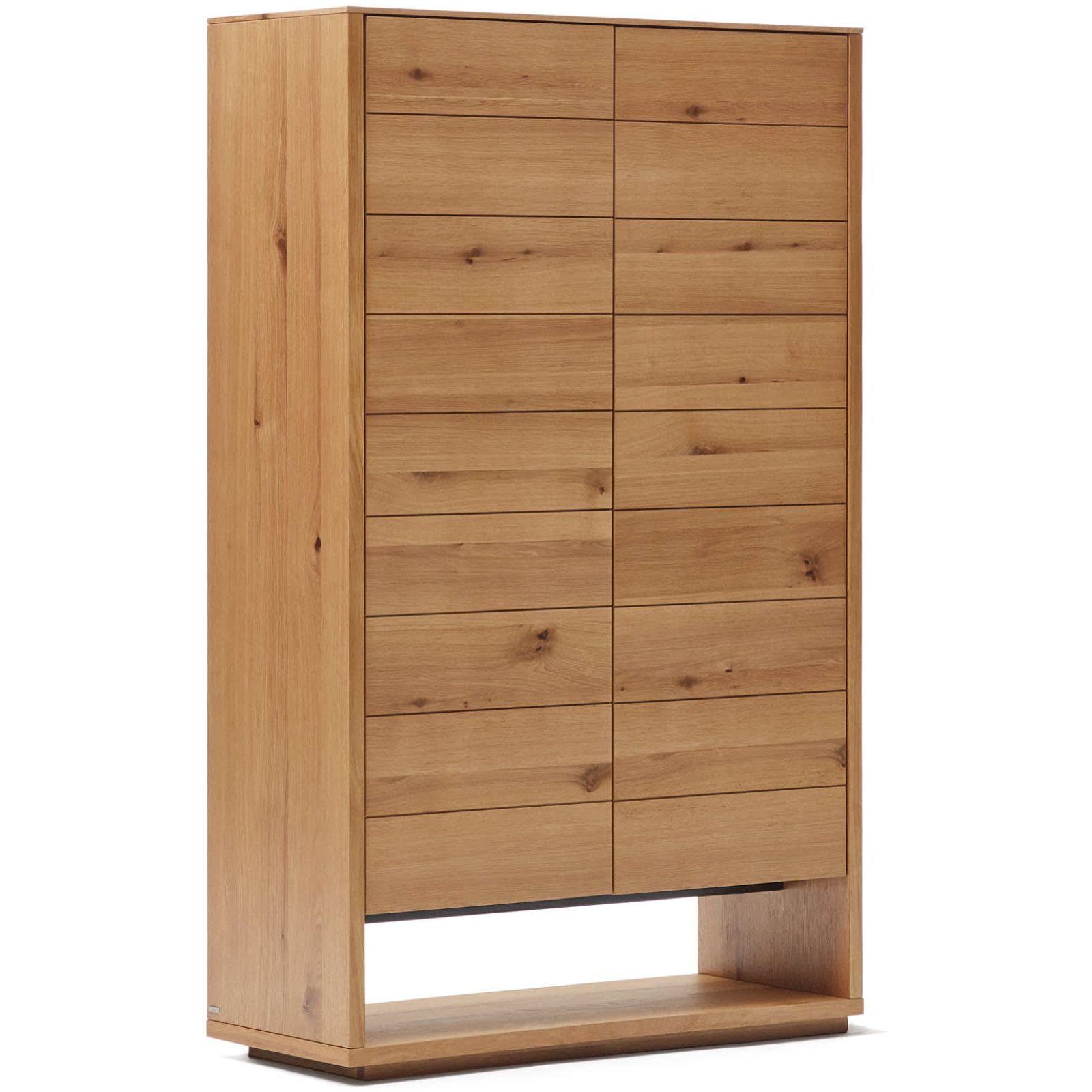 Highboard Alguema 2 Türen aus Eichenfurnier mit natürlichem Finish 100x163.5