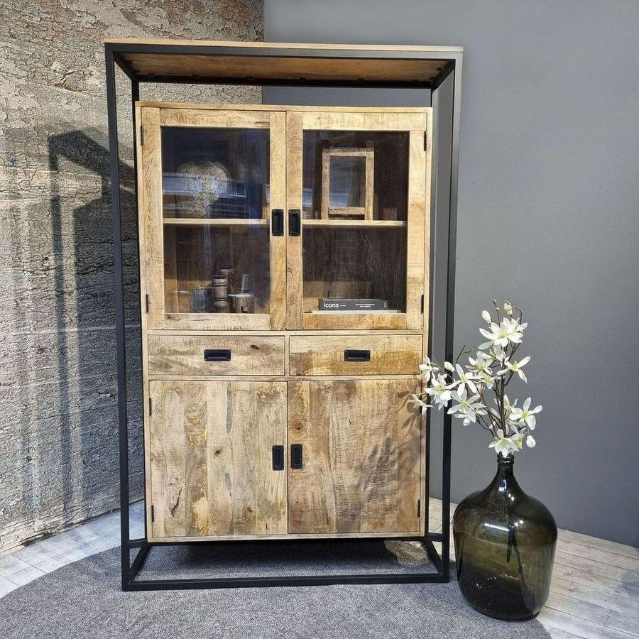 Vitrinenschrank Iron Air Mangoholz 125x200