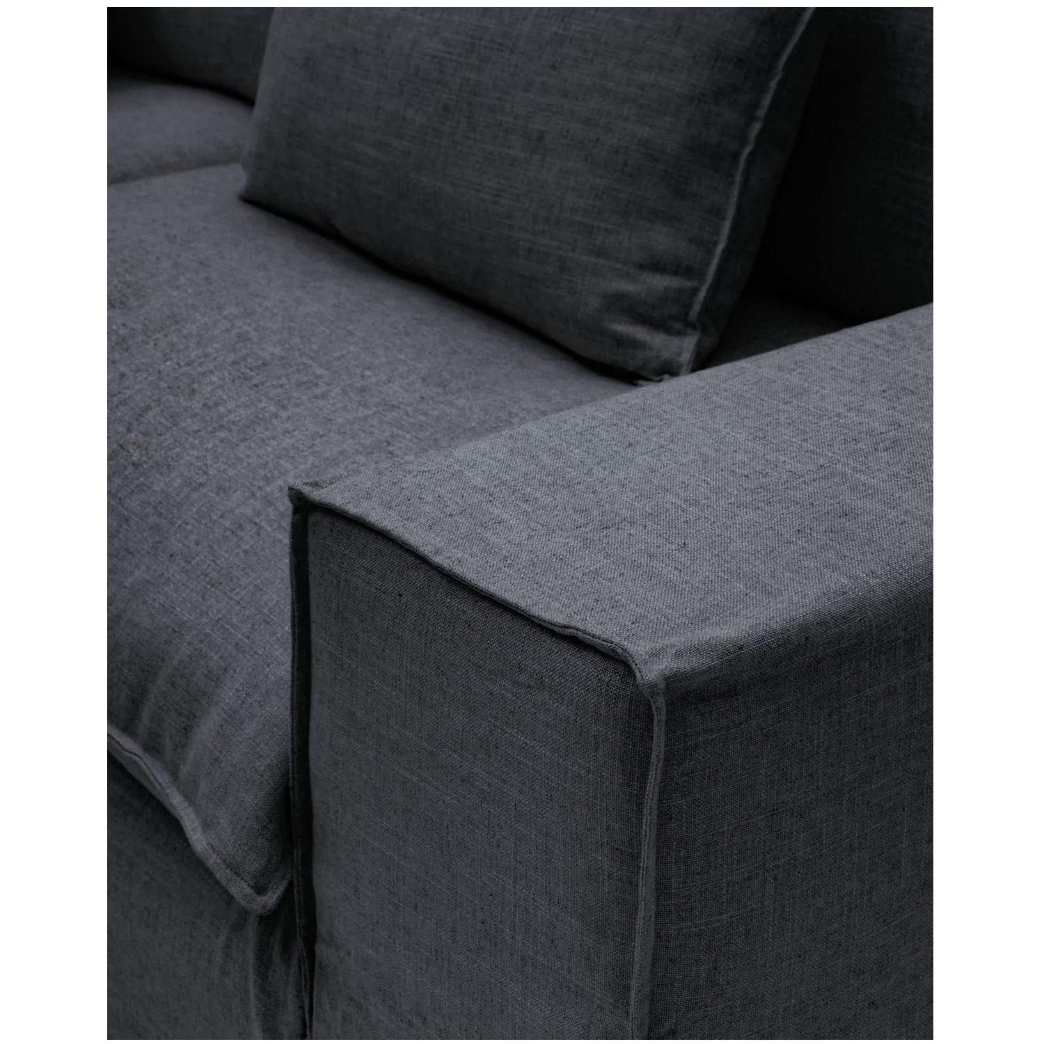 2-Sitzer-Sofa Anarela mit abnehmbarem Bezug aus Leinen und Viskose in Dunkelgrau 220 cm