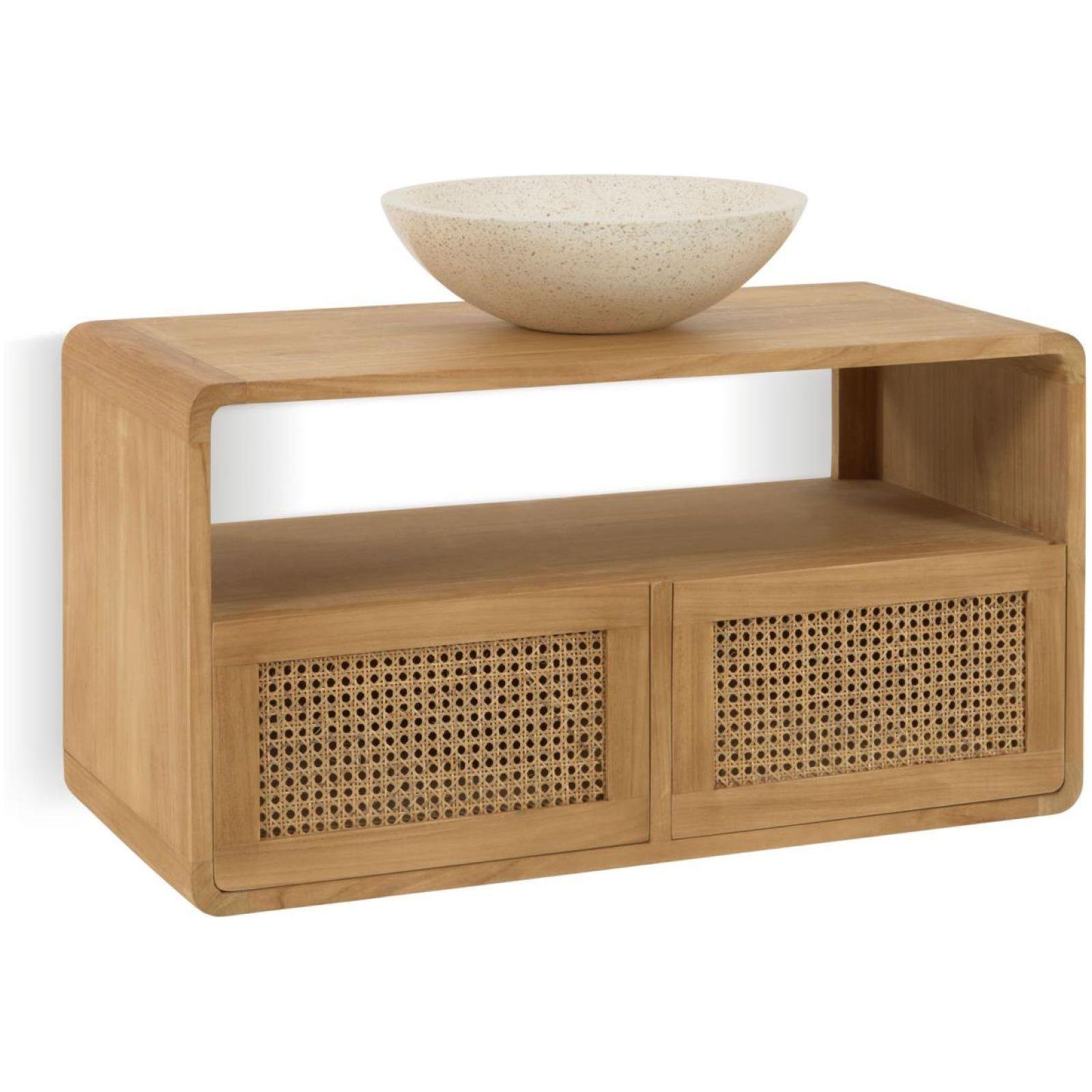 Badezimmermöbel Sabiela Wienergeflecht Teakholz 86x45