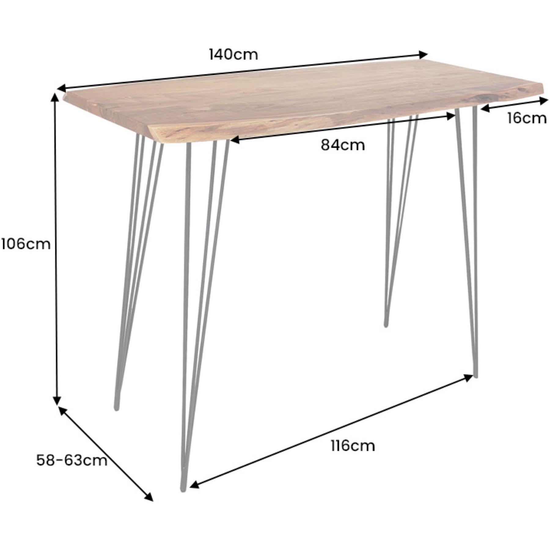 Bartisch Eclipse Baumkante Akazienholz natur 140x60