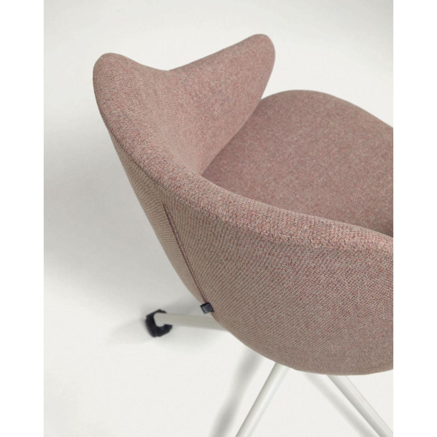 Bürodrehstuhl Einara Chenille Stoff rosa