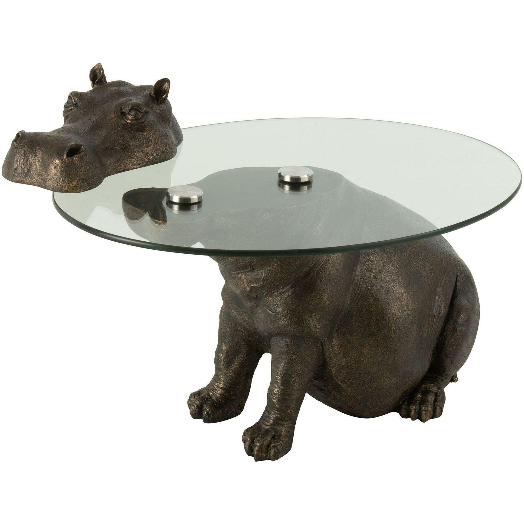 Beistelltisch Animal Nilpferd Hippo bronze