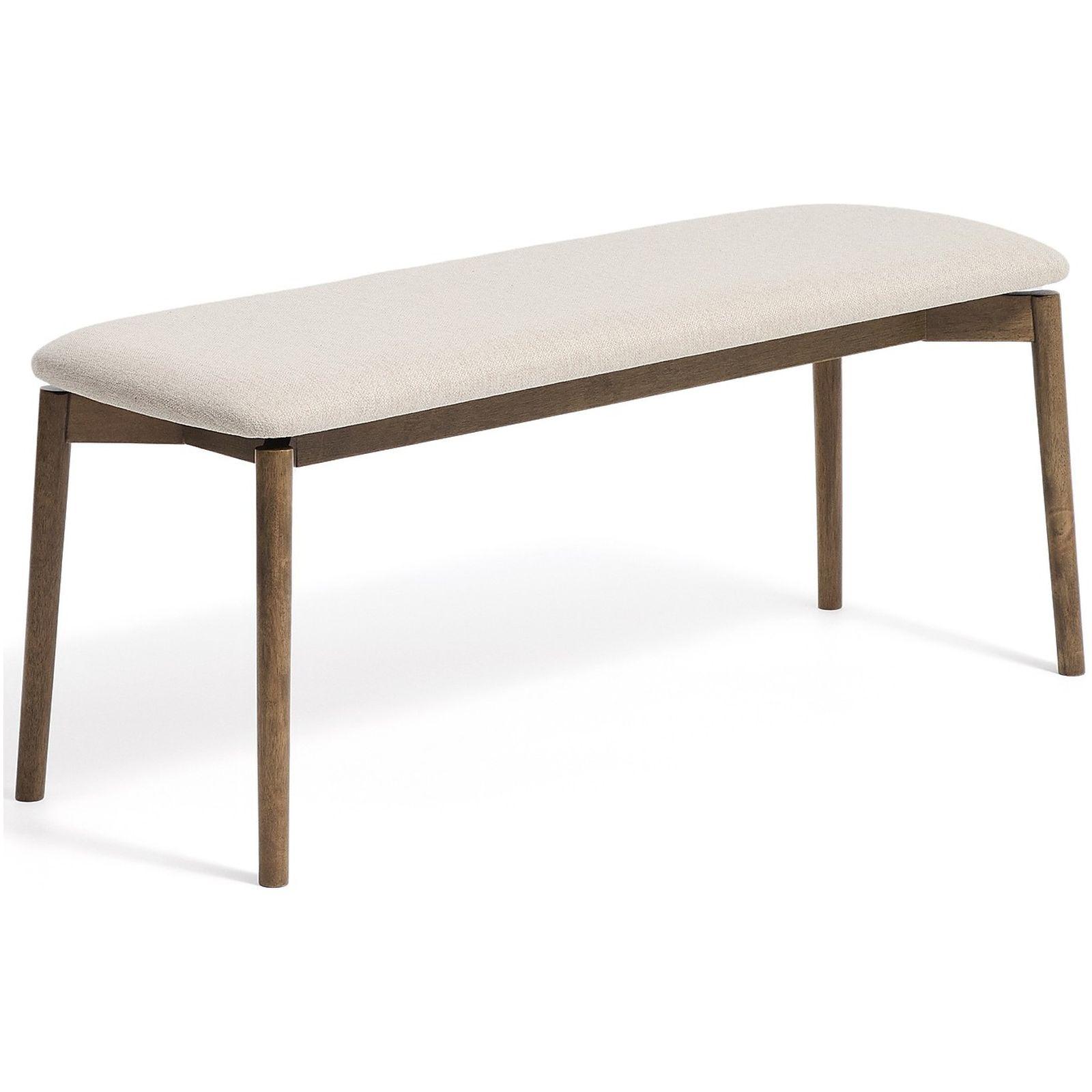 Bank Evera aus Eichenfurnier mit Nussbaumfinish und brauner Chenille 122 cm