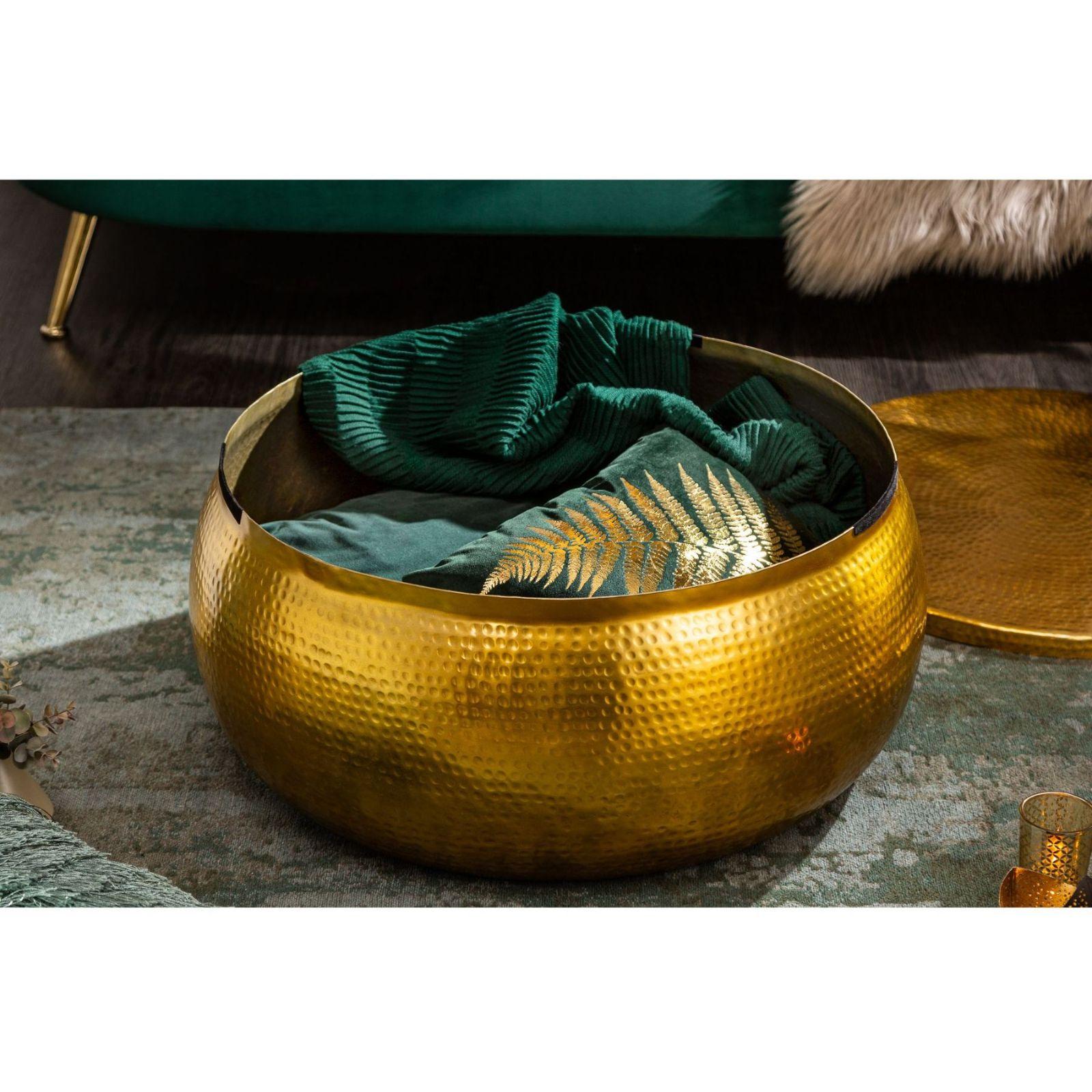 Couchtisch rund Bazzar Storage 70x70 Aluminium gold