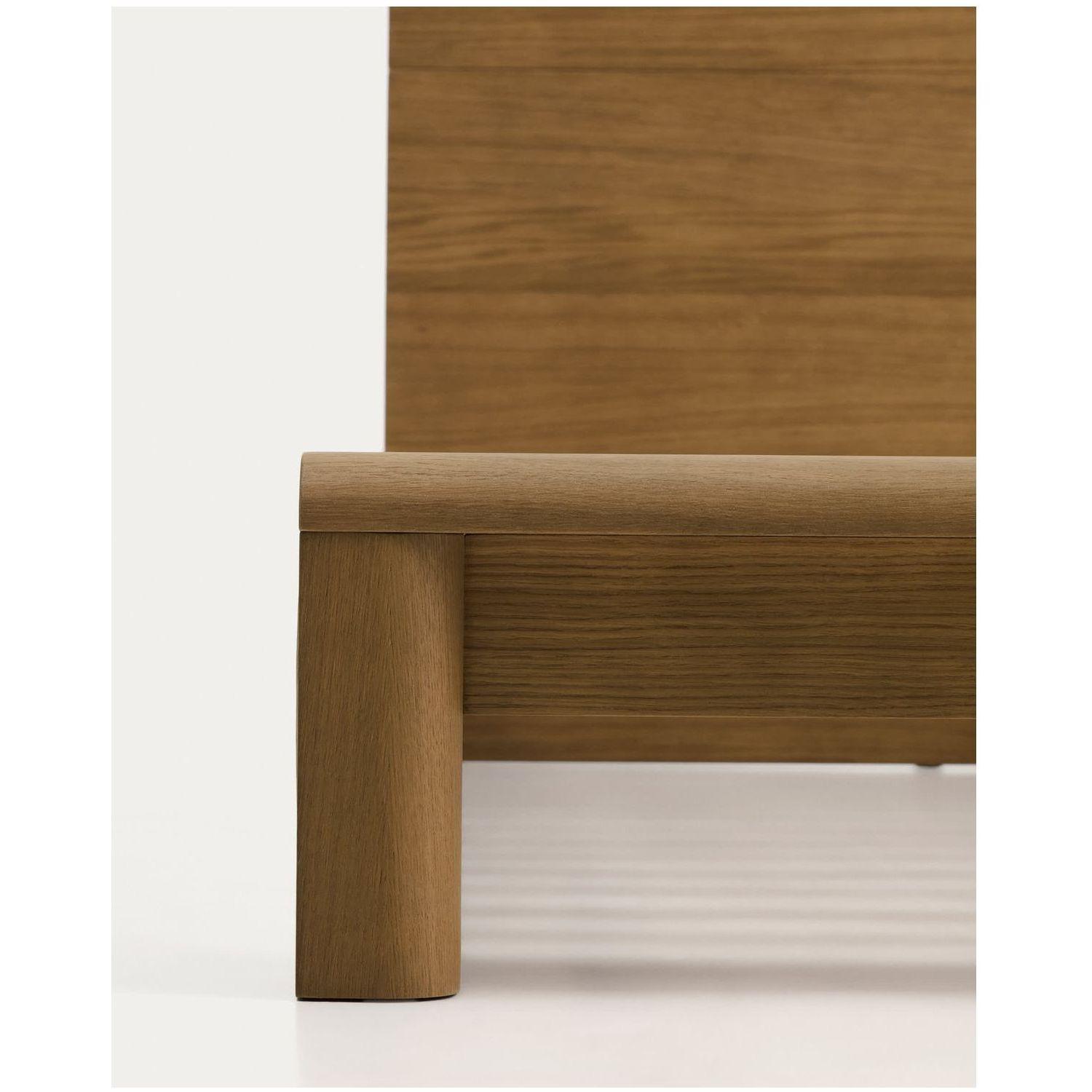 Bett Arelida aus Furnier und massivem Eichenholz mit hellbraunem Finish - Grösse: 160x200