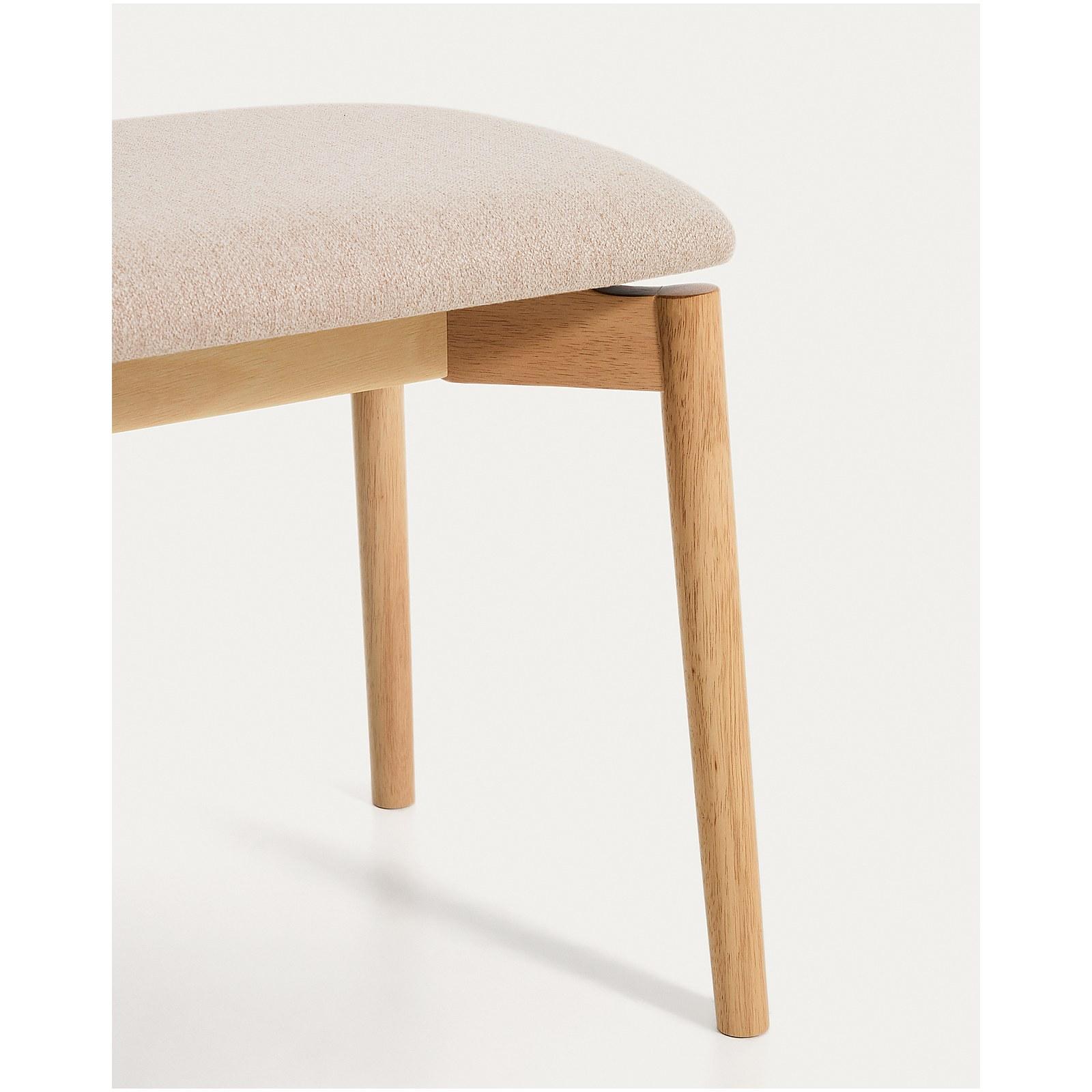 Bank Evera aus Eichenfurnier mit naturfarbenem Finish und beiger Chenille 122 cm