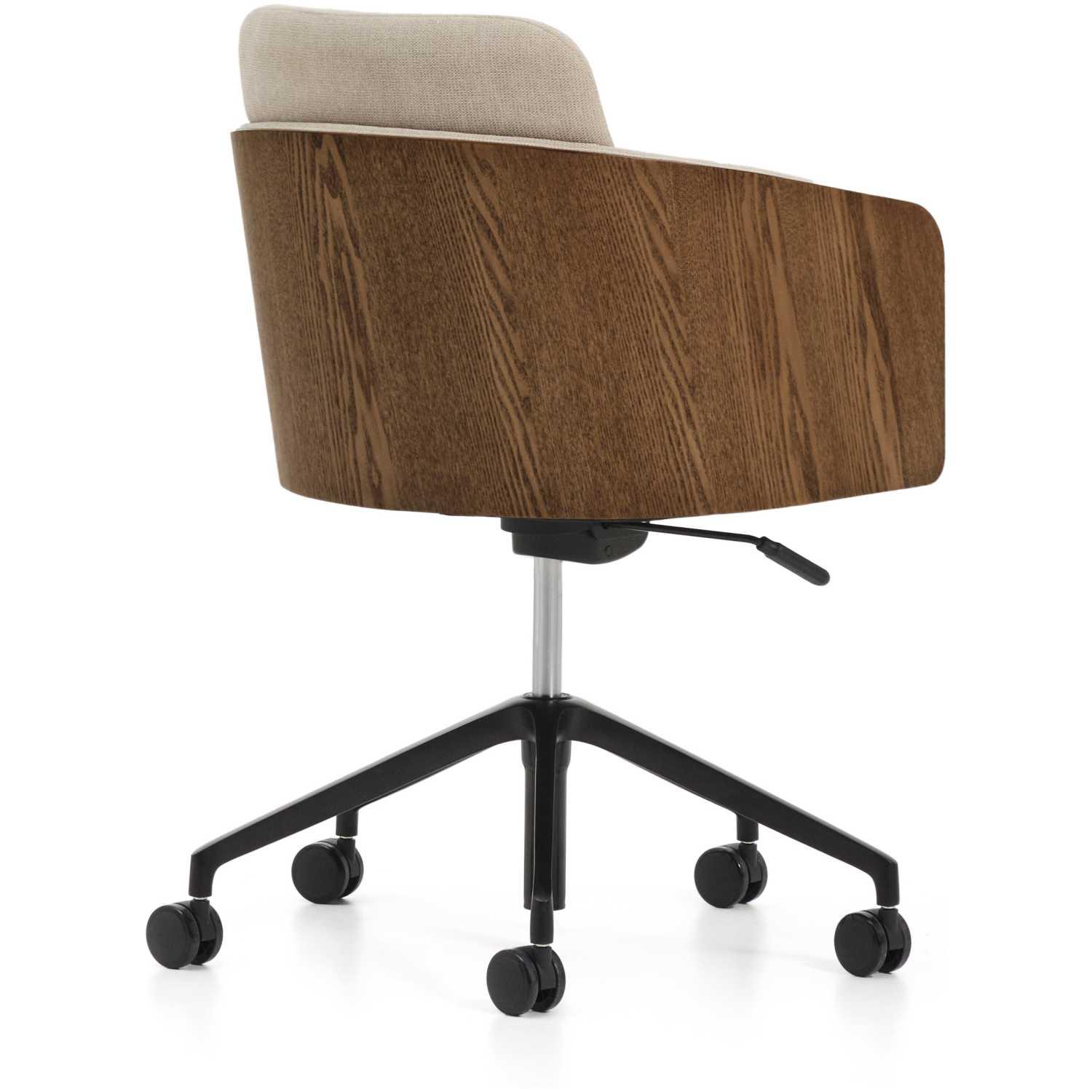 Bürodrehstuhl Madai Chenille Stoff braun Eschenfurnier nussbaum FSC