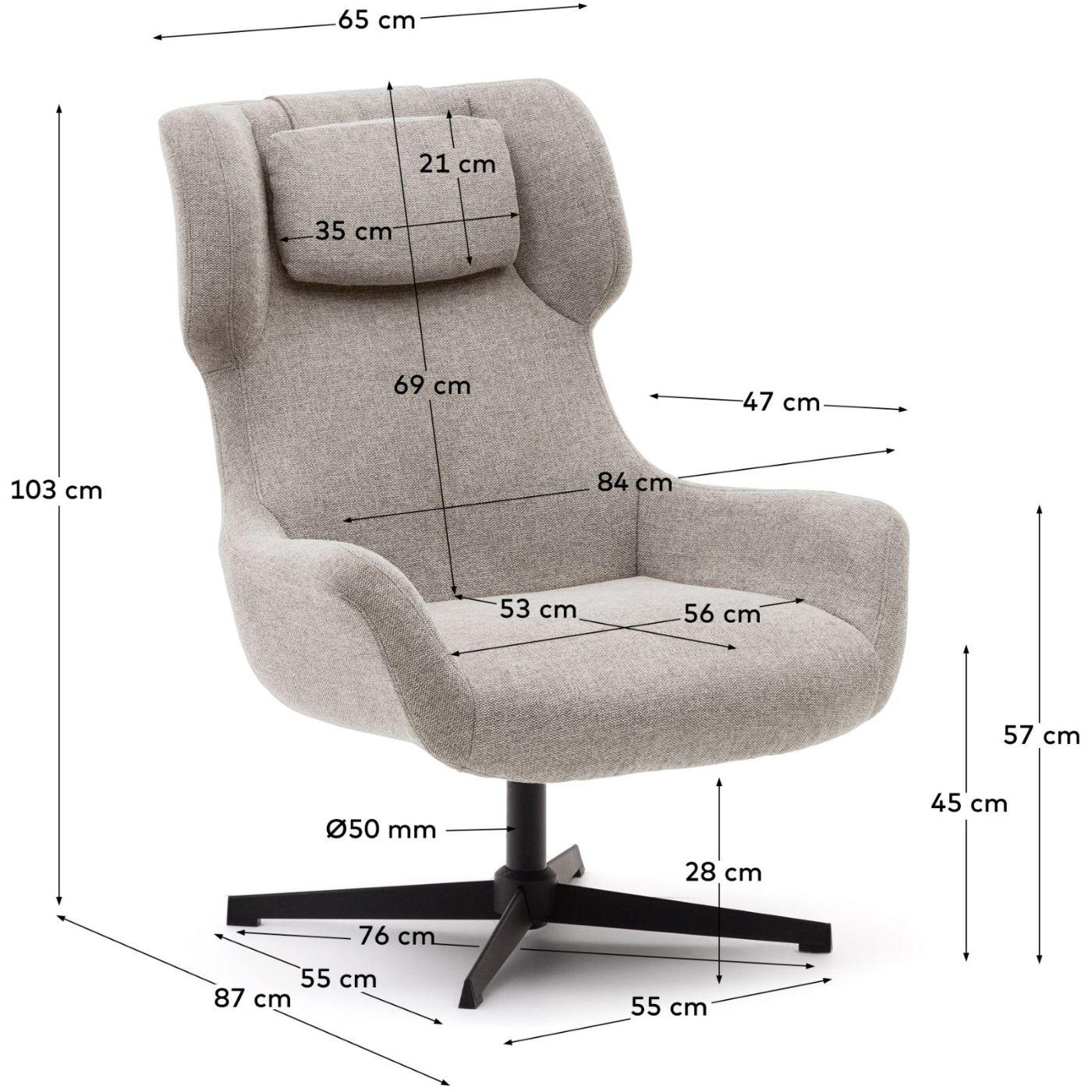 Relaxsessel drehbar Zalina Chenille Stoff beige Stahl schwarz