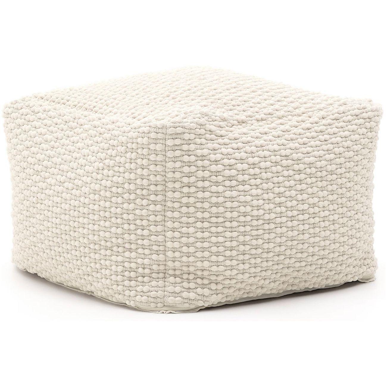 Pouf Hocker Mascarell aus Baumwolle und Polyester weiss 60x60