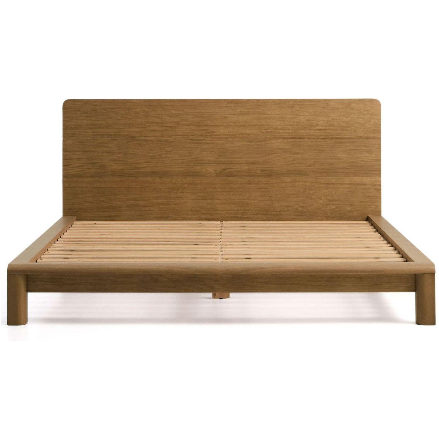 Bett Arelida aus Furnier und massivem Eichenholz mit hellbraunem Finish - Grösse: 160x200