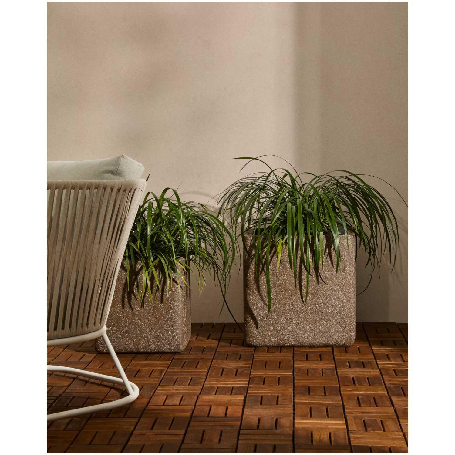 Blumentopf quadratisch Minoa Steinoptik braun (2er-Set)