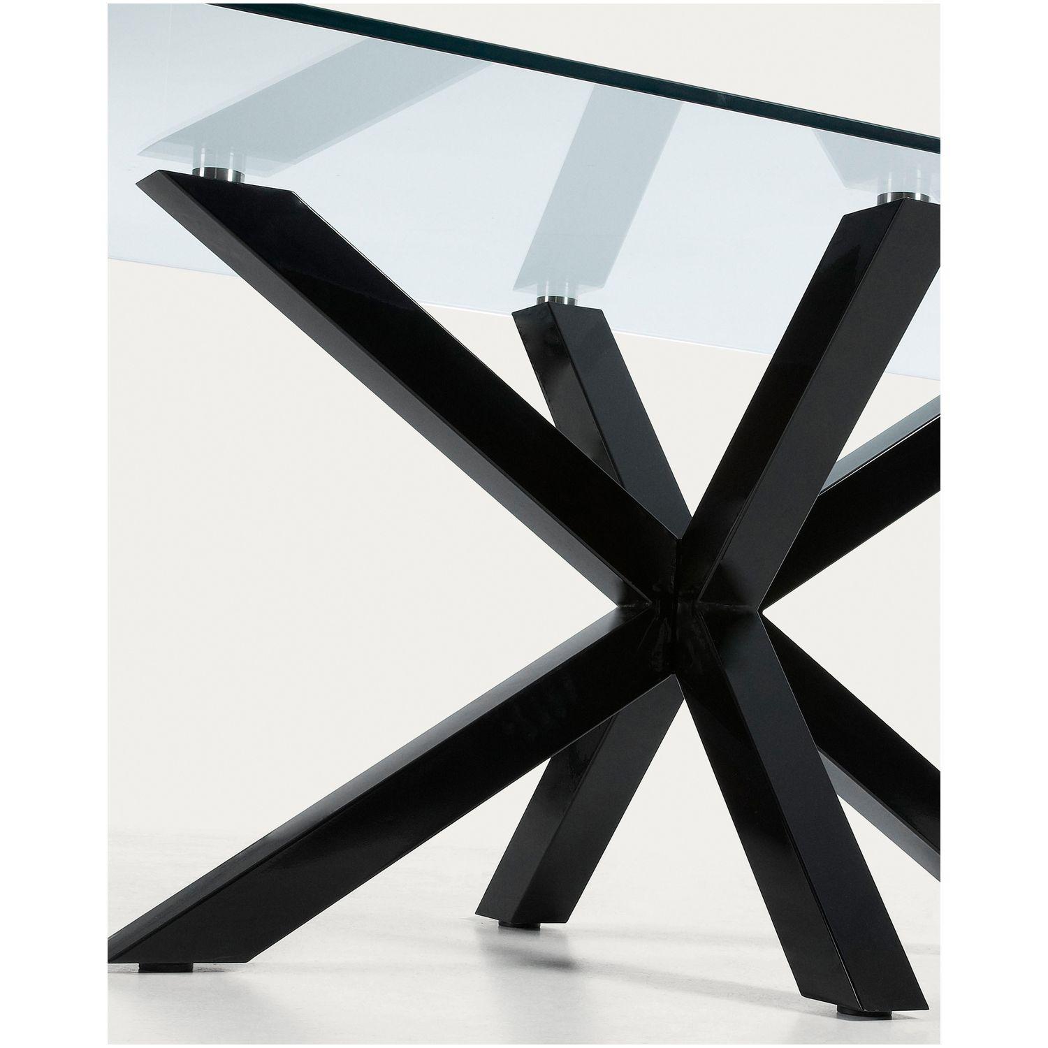 Argo Tisch aus Glas und Stahlbeine mit schwarzem Finish 160 x 90 cm