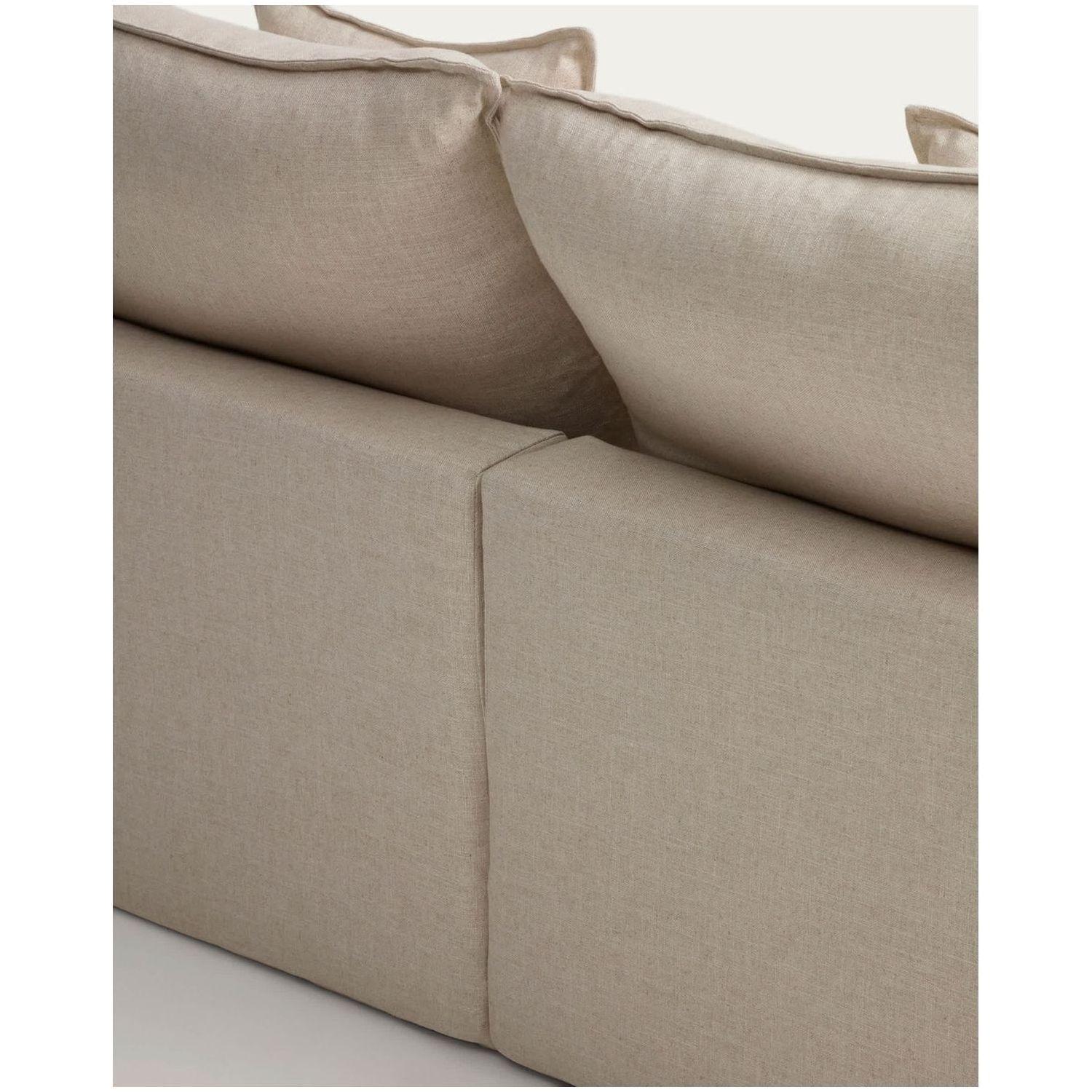 2-Sitzer-Modularsofa Anarela mit abnehmbarem Bezug aus Leinen und Viskose in Beige 180 cm