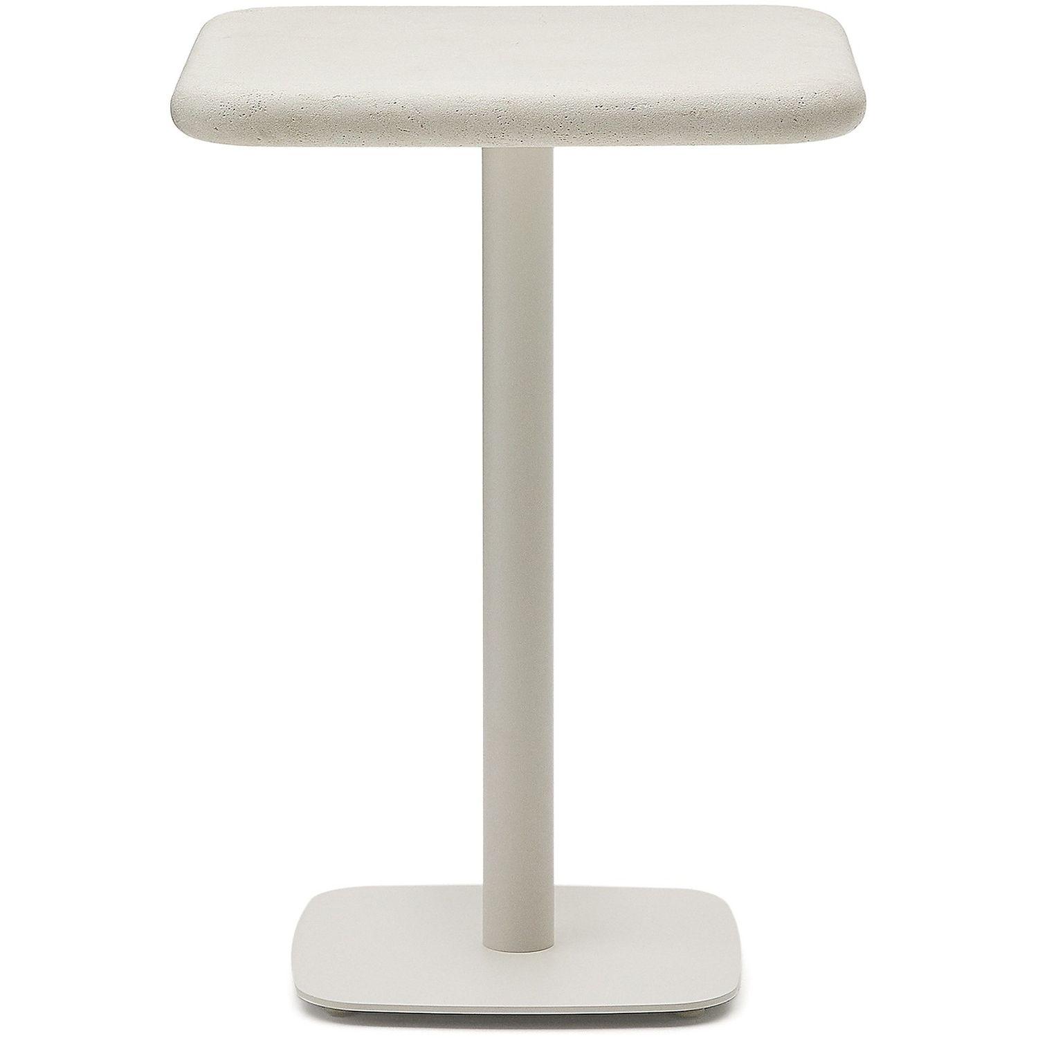 Bartisch Outdoor-Tisch Dina mit weisser Zementplatte 70x70x96 Stahlfuss weiss