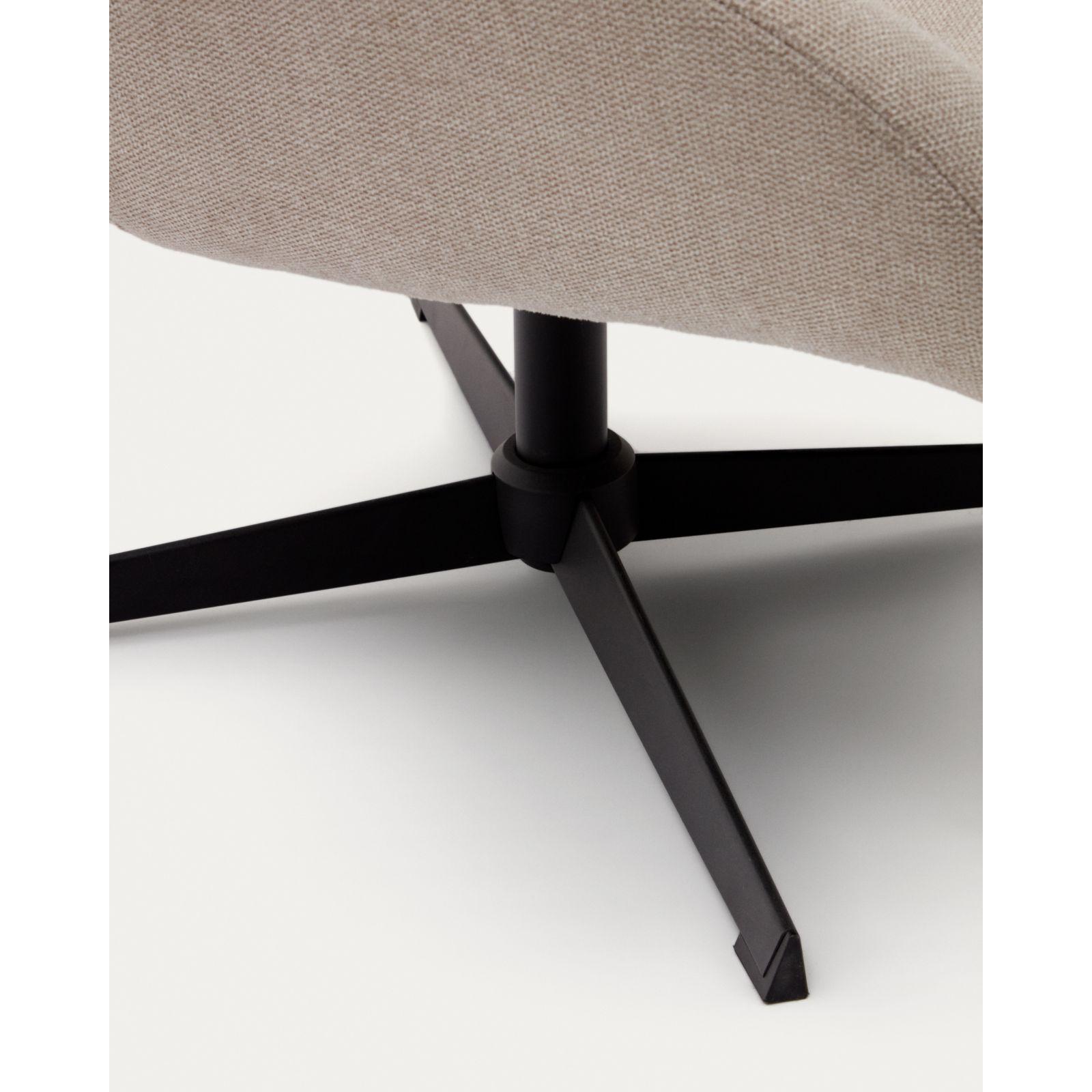 Relaxsessel drehbar Chenille Stoff beige Stahl schwarz