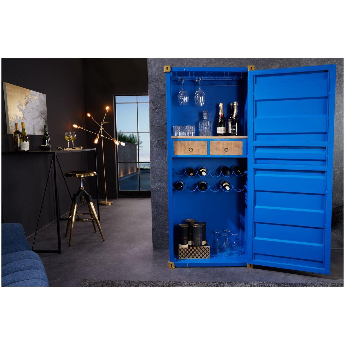 Barschrank Container Metall blau 76x180