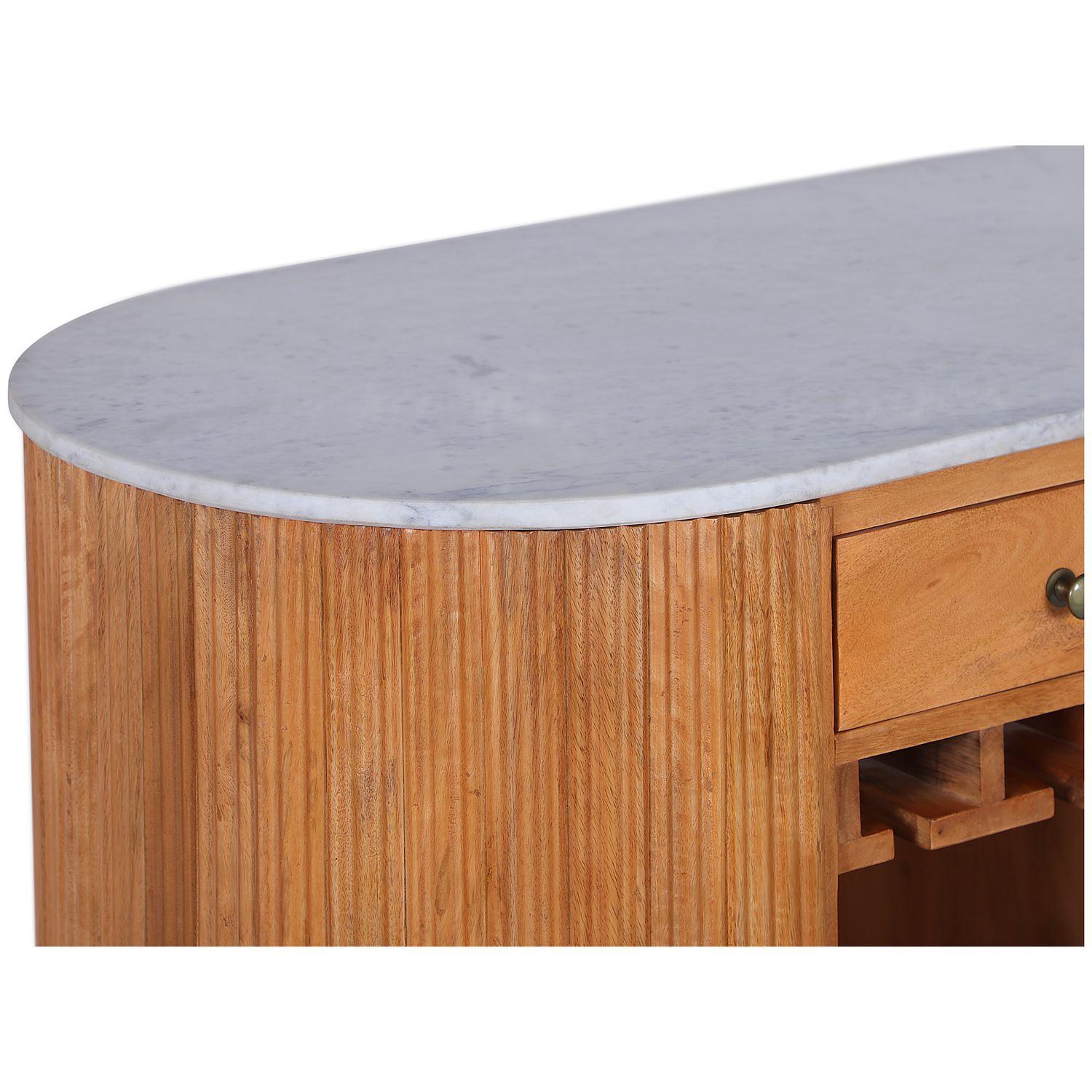 Bartheke Barschrank Bella Mangoholz natur vintage Marmor weiss 120x105