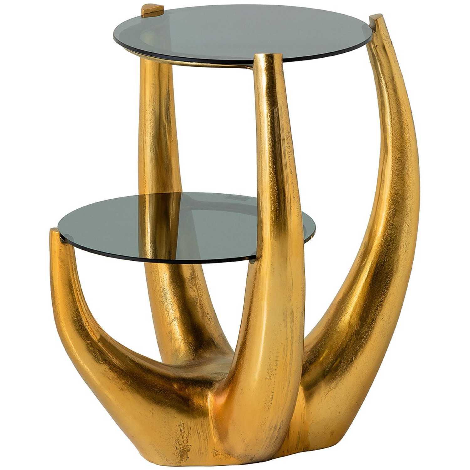 Beistelltisch Arms Metall gold Glas schwarz