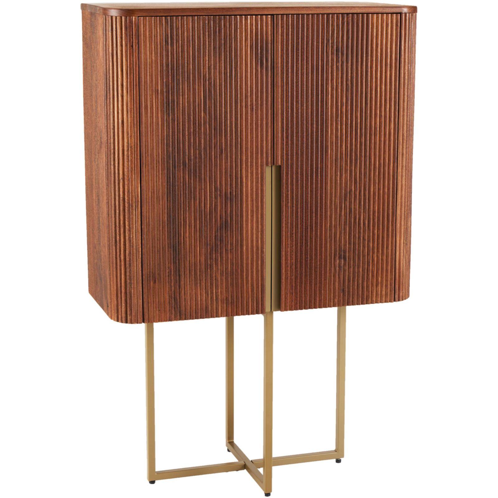 Hochkommode abgerundet Cazeno Gold Mangoholz braun 80x125