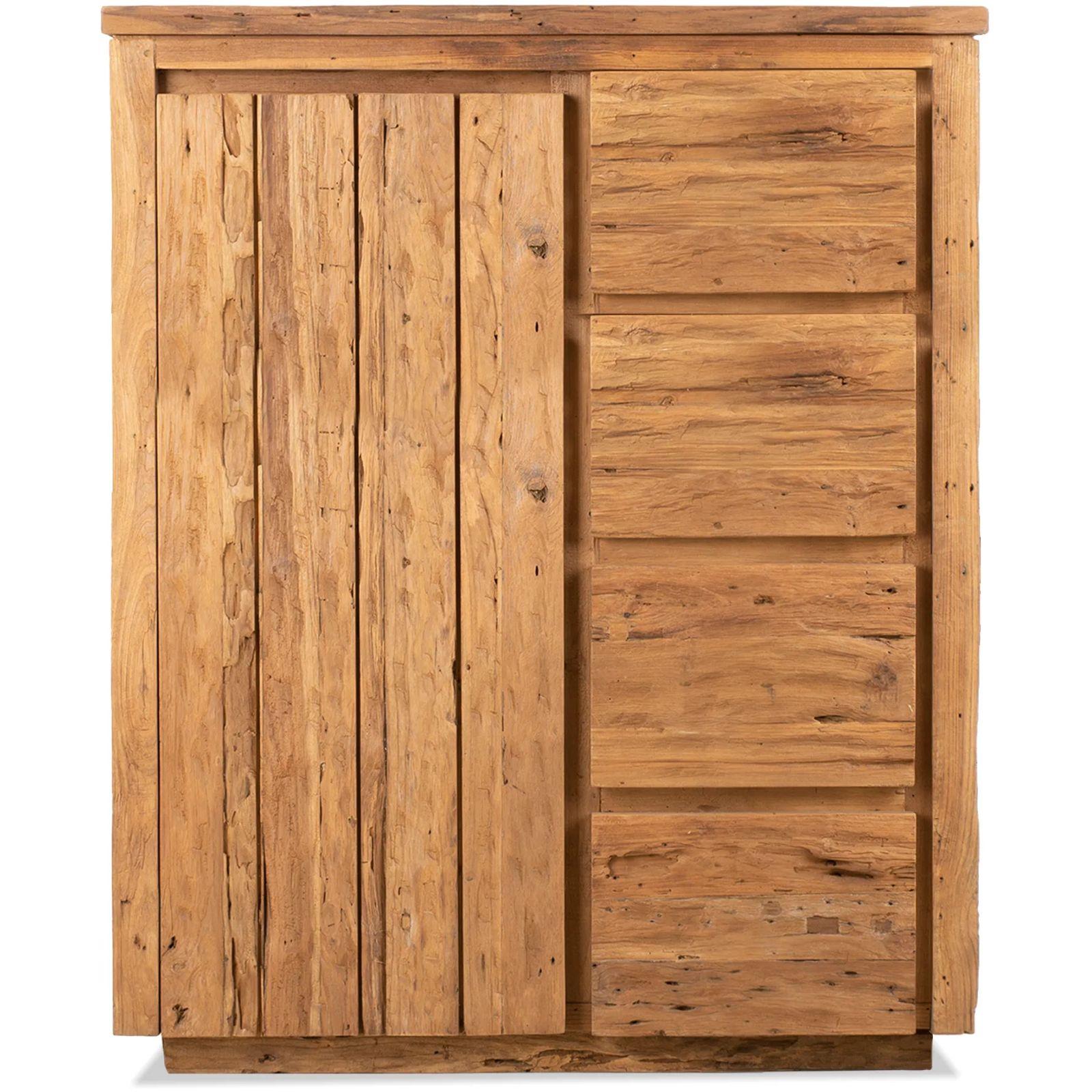 Hochkommode Rustikal recyceltes Teakholz natur 100x120