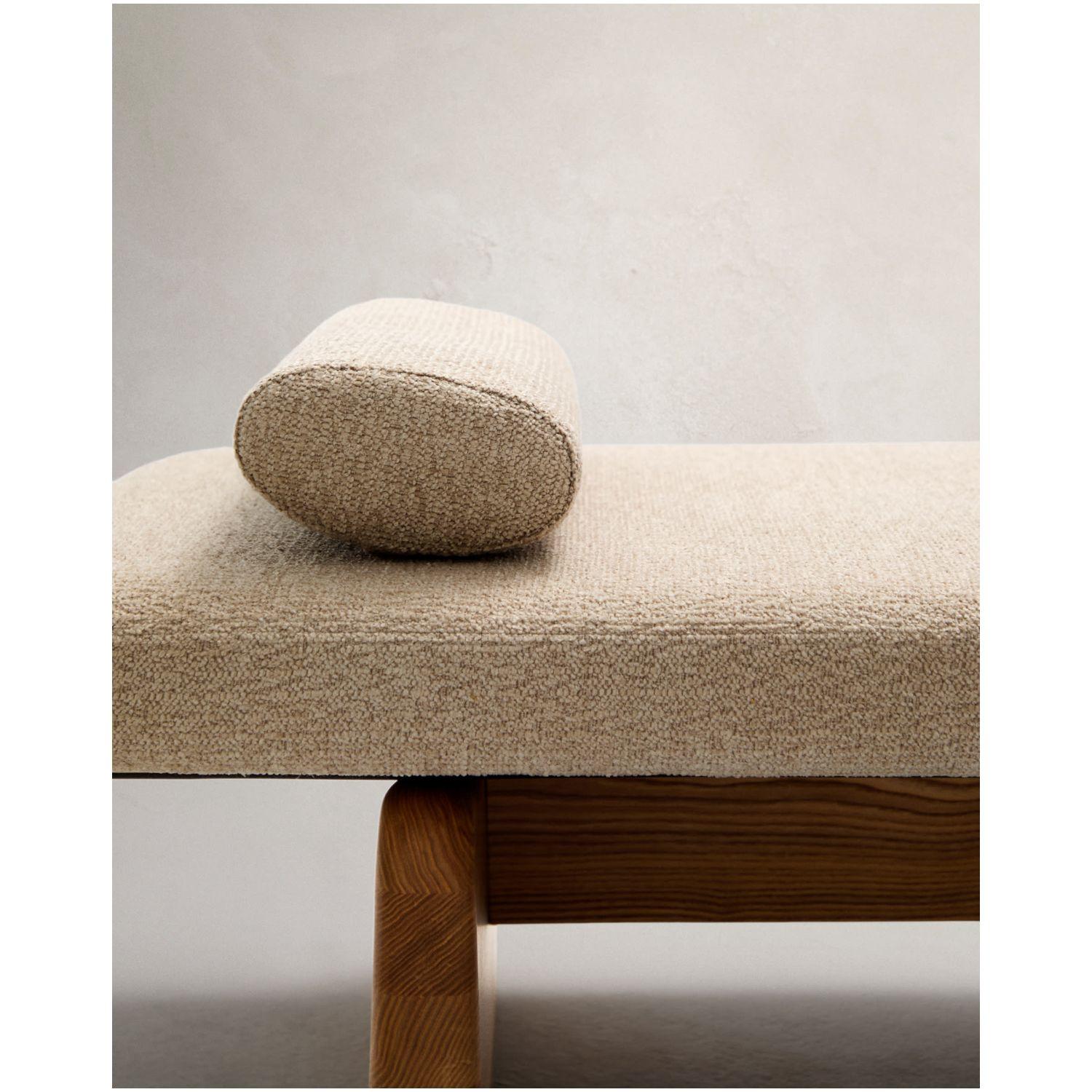 Daybed Topaz aus beigefarbenem Chenille und massivem Eschenholz mit natürlichem Finish 200