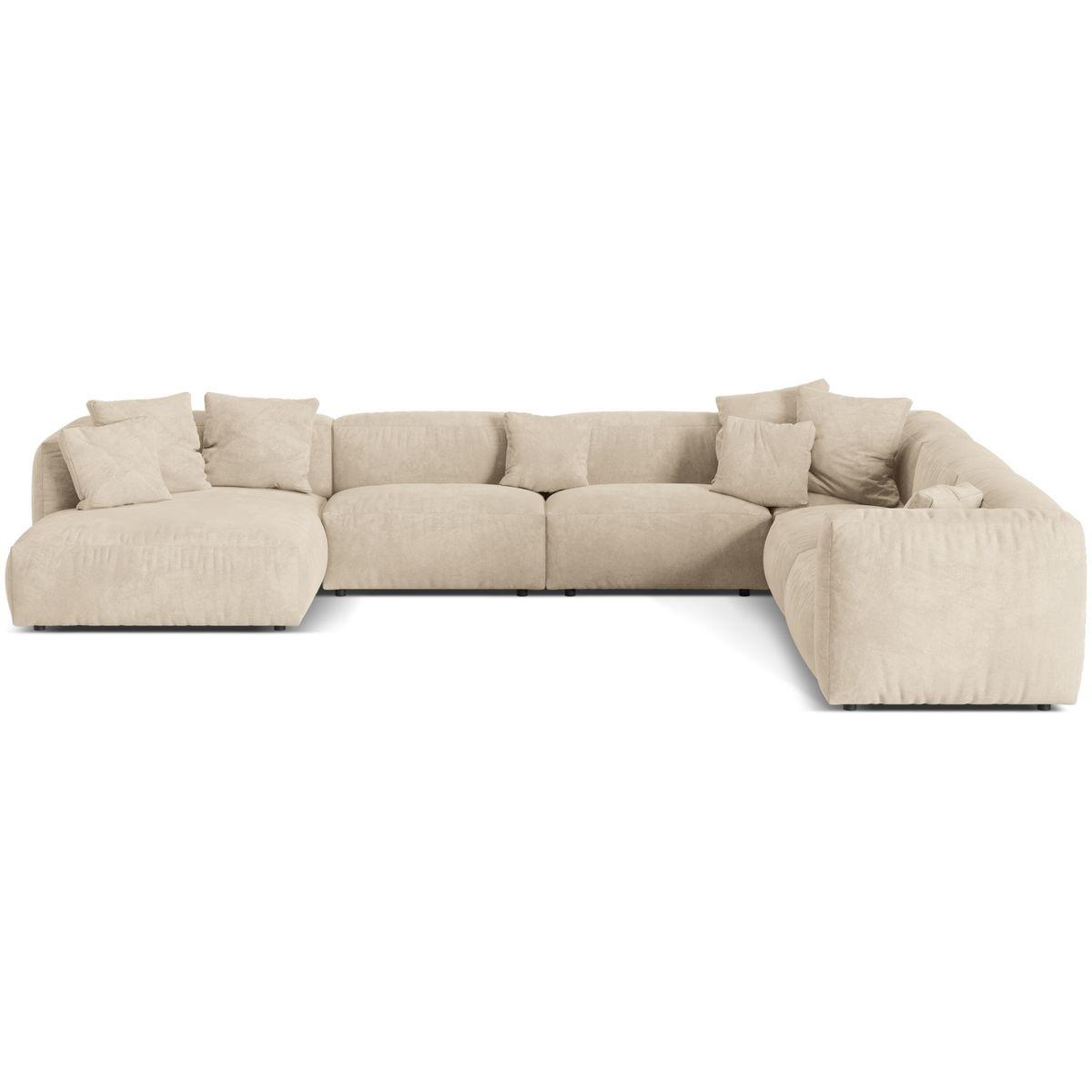 Wohnlandschaft U Sofa Ecksofa Martina 406x316x75 - Ausrichtung: rechts - Bezug: Velvet (Vogue), Light Beige