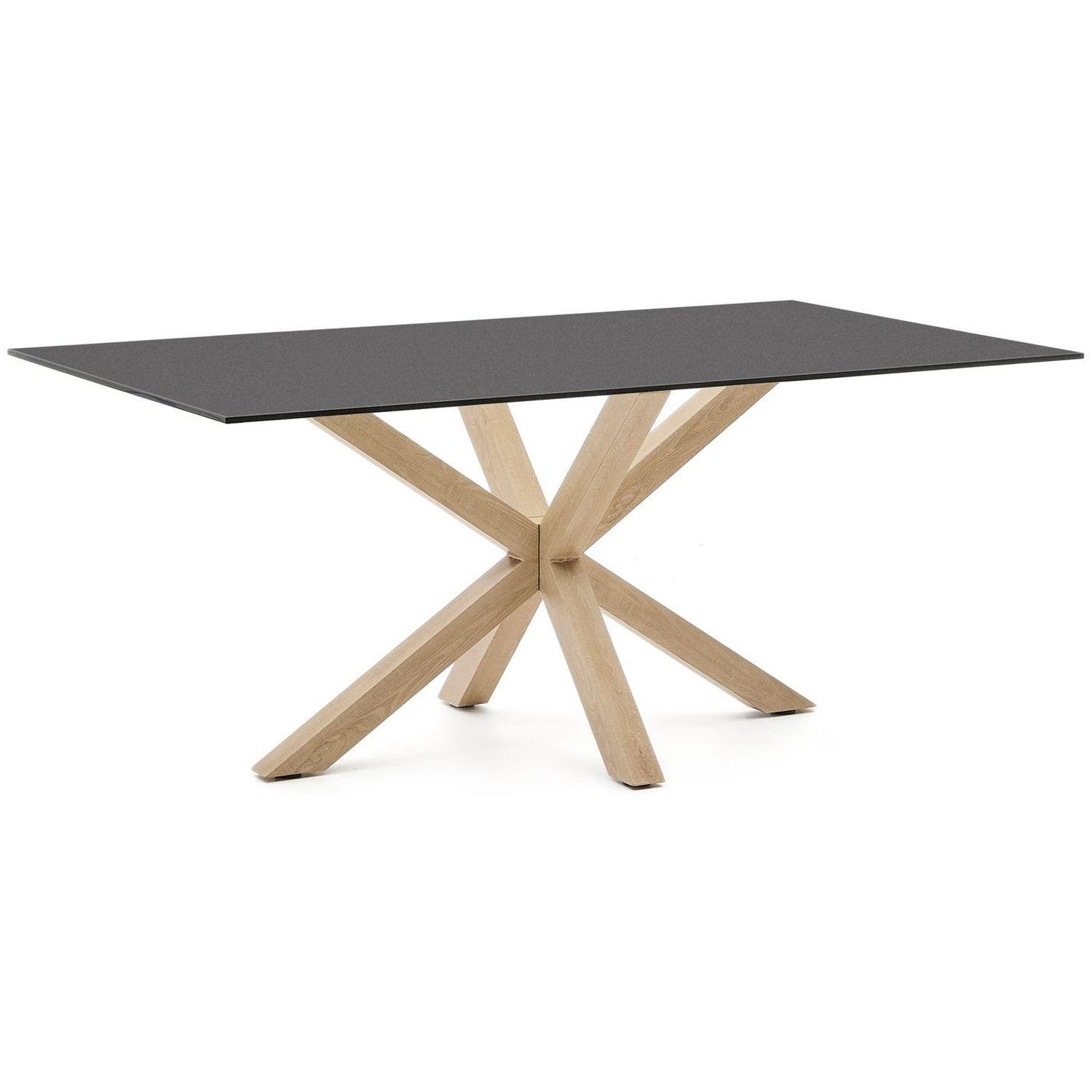 Argo table 180x100 cm, steel in sonoma and black glass