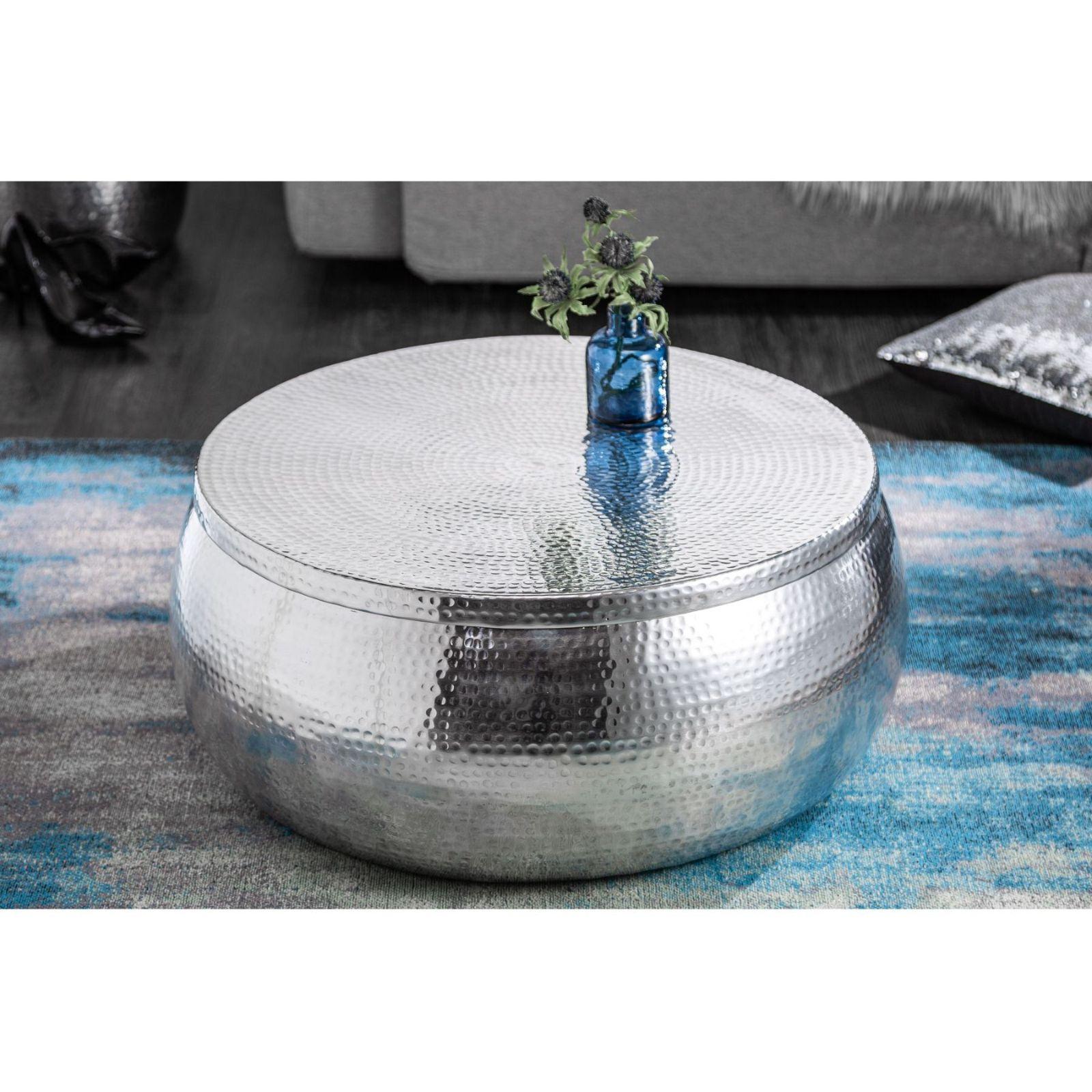Couchtisch rund Bazzar Storage 70x70 Aluminum silber