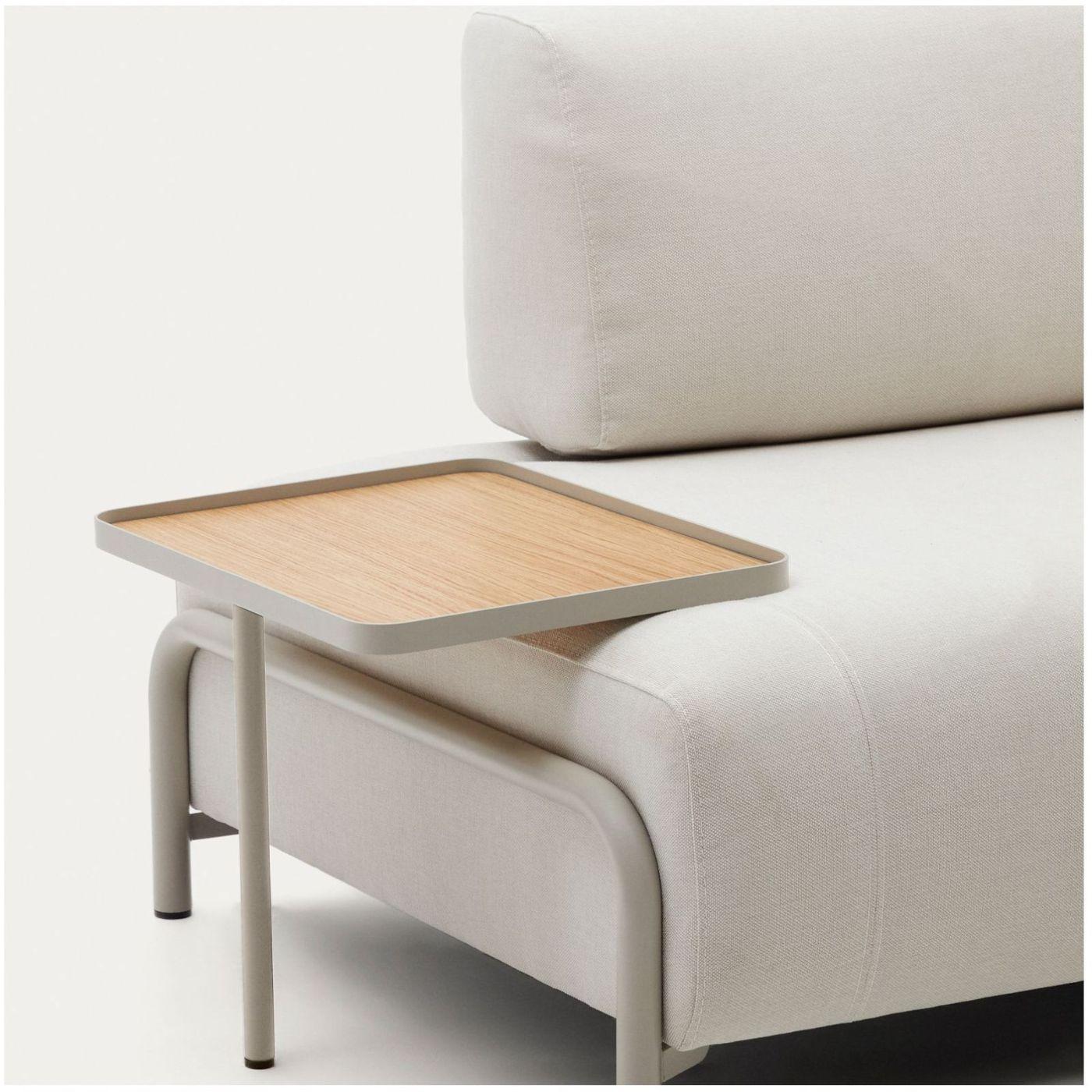 Compo großes Tablett in Eichenfurnier mit natürlichem Finish und Metallgestell beige.