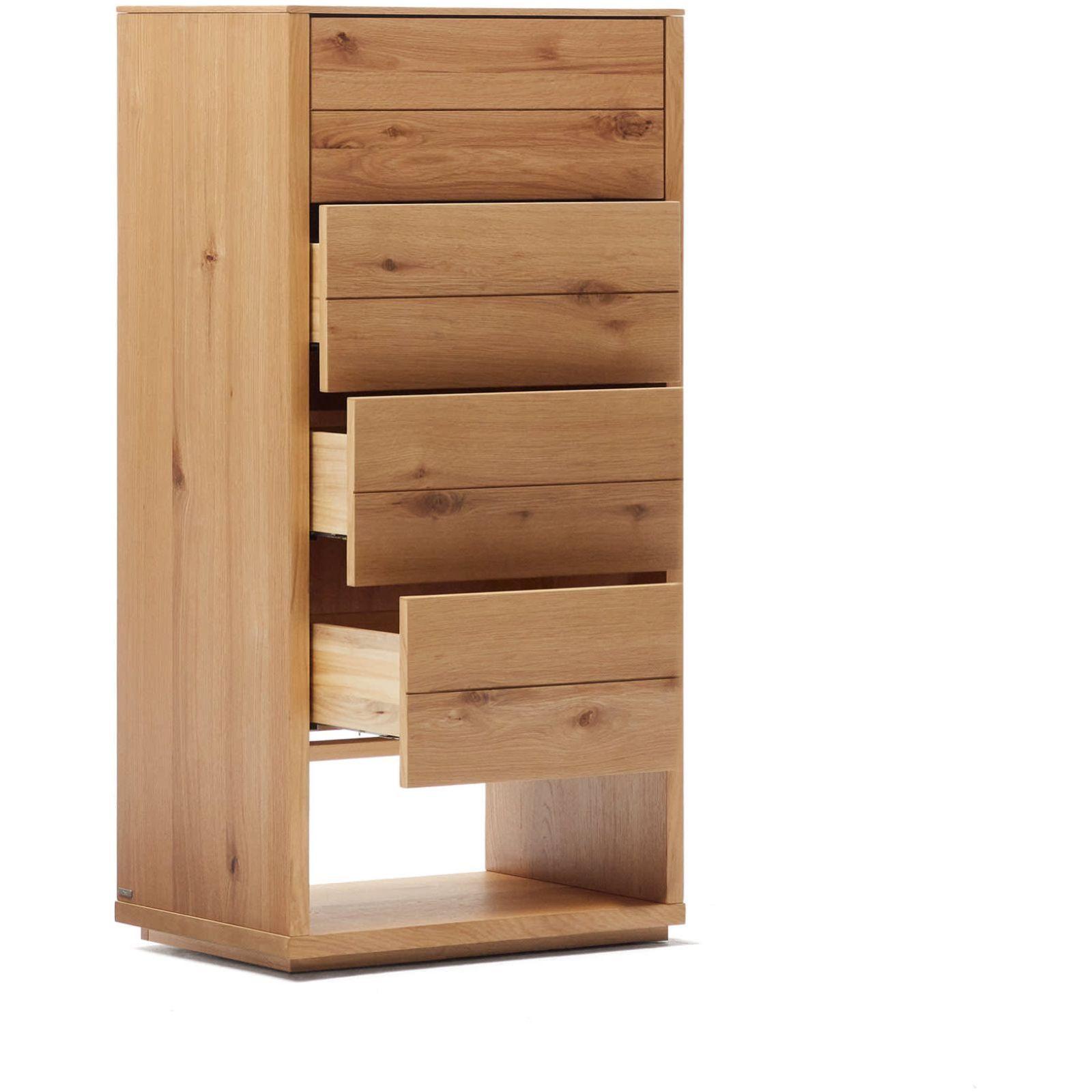 Alguema Kommode 4 Schubladen Eichenfurnier natürliches Finish 60 x 120 cm