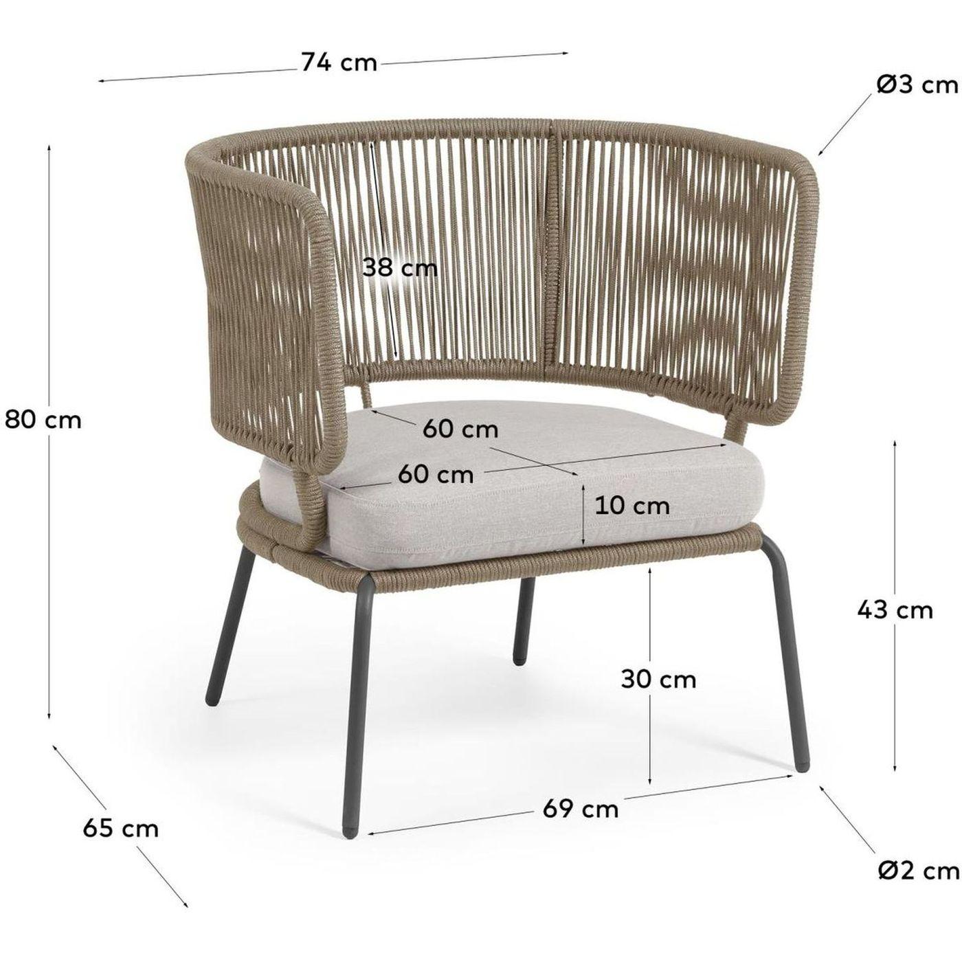 Gartensessel Aluminium Seil beige