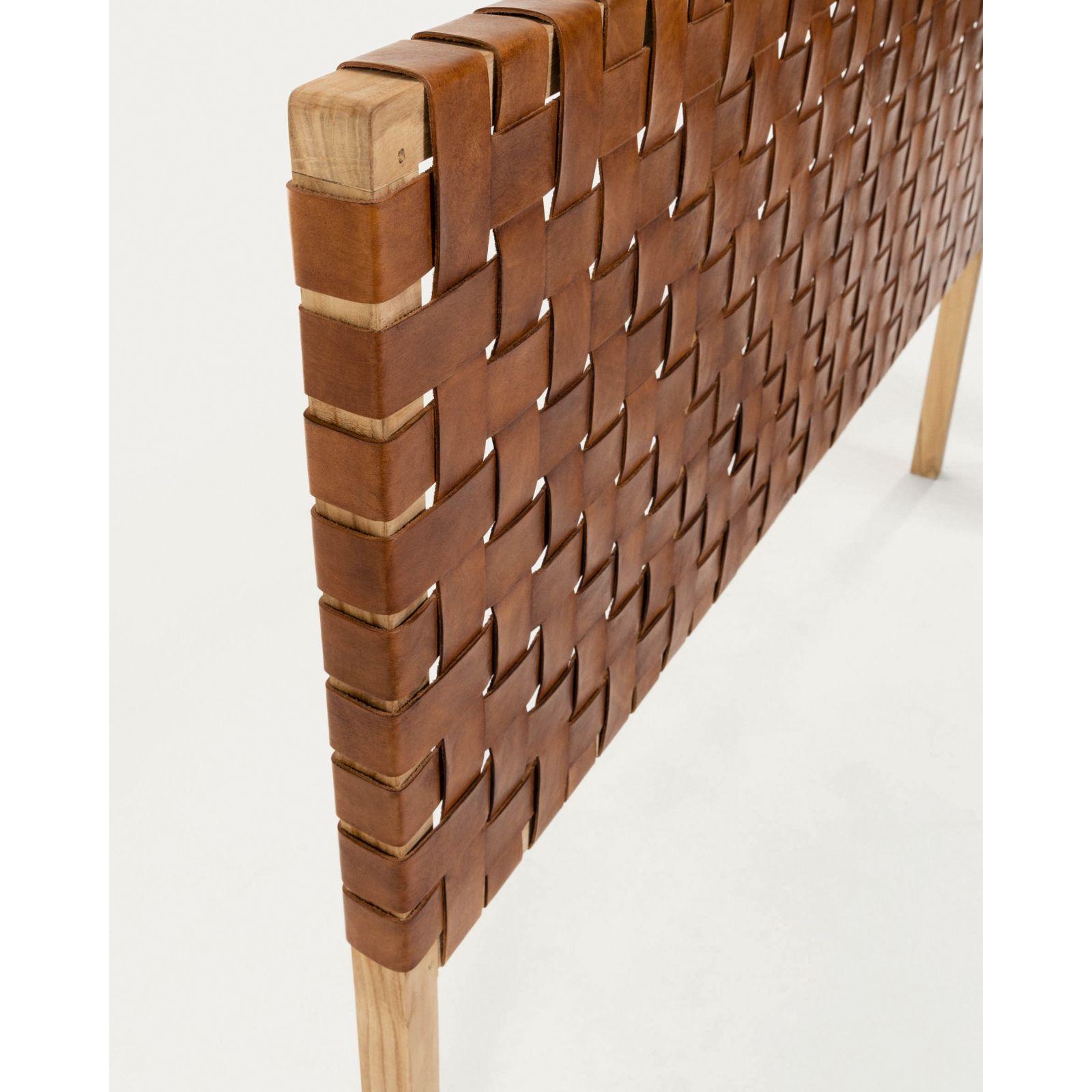 Bettkopfteil Calixta Teakholz Ledergeflecht braun 150