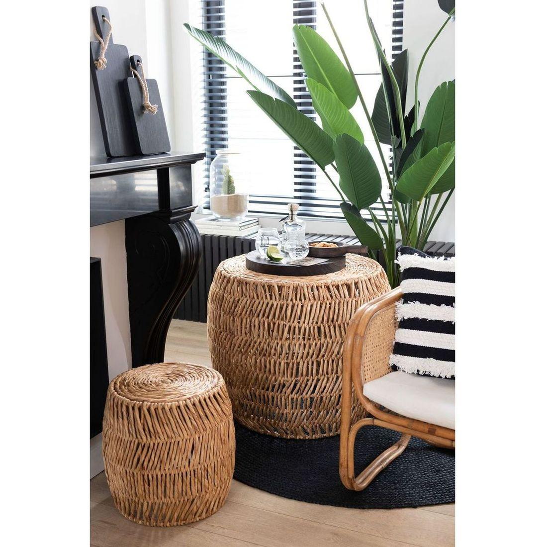 Couchtisch Hocker Natur Rattan Bambus (3er-Set)