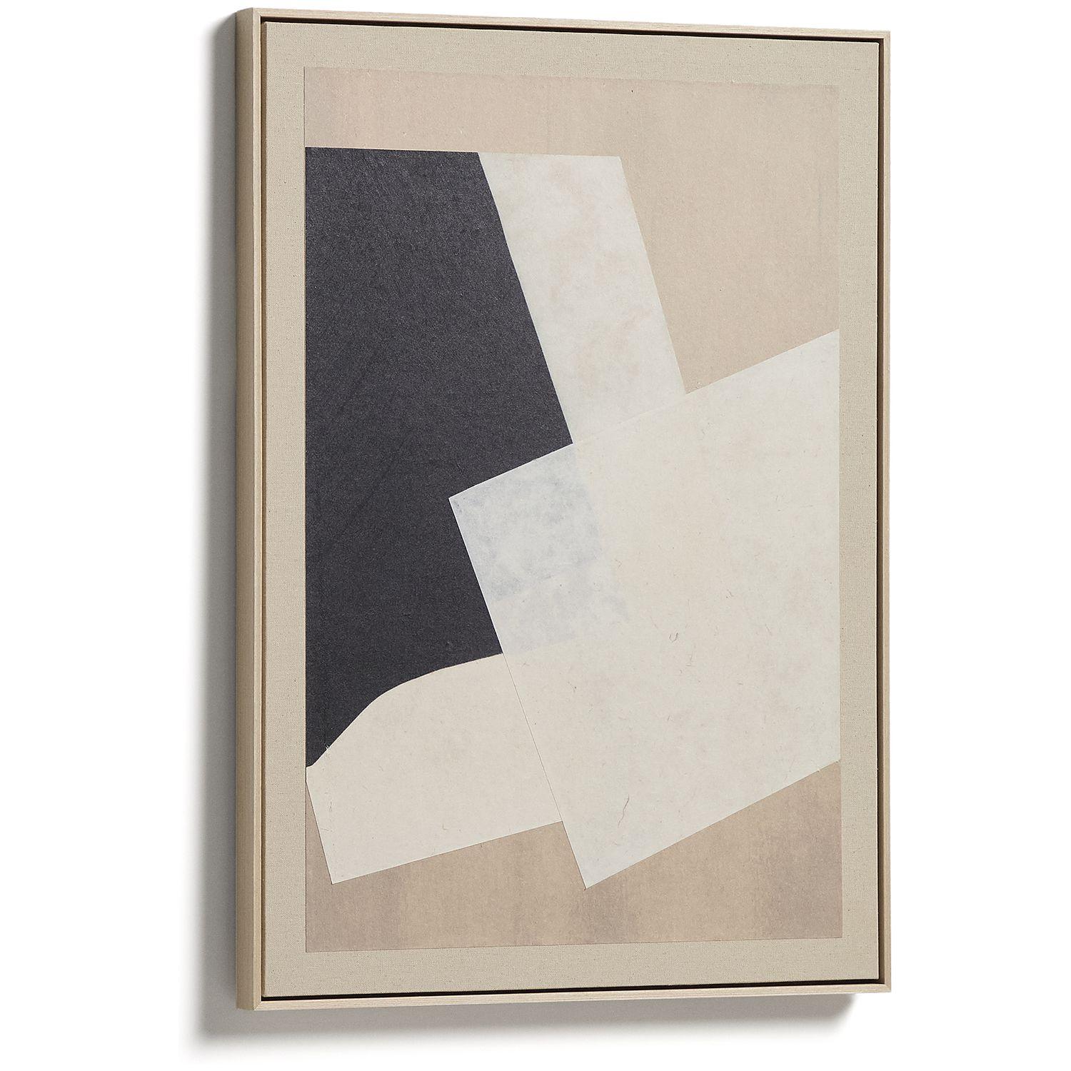 Abstraktes Bild Varo I Papier Leinen in Beigetönen 50x70