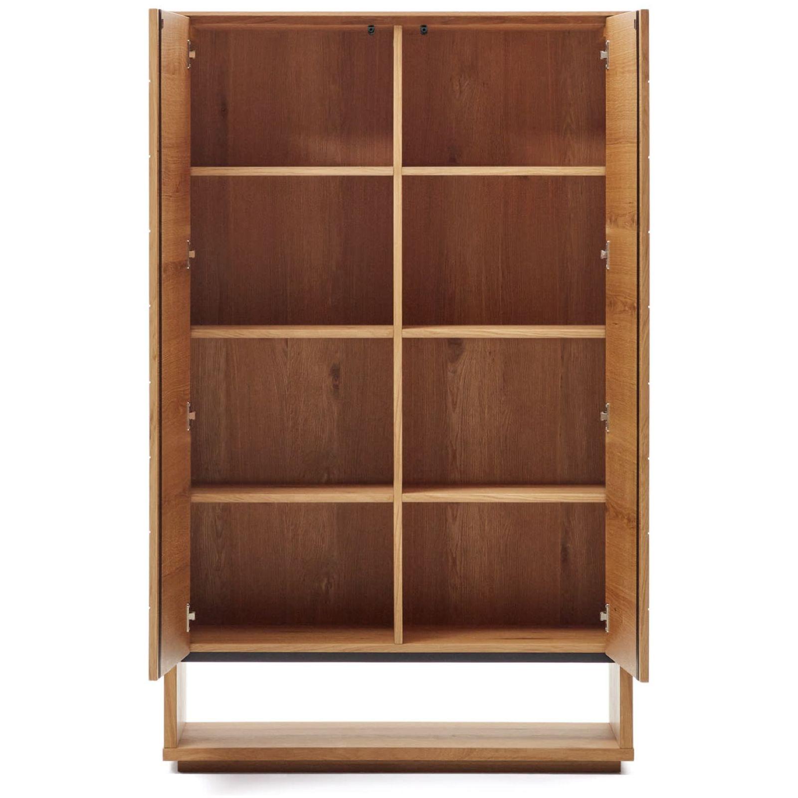 Highboard Alguema 2 Türen aus Eichenfurnier mit natürlichem Finish 100x163.5