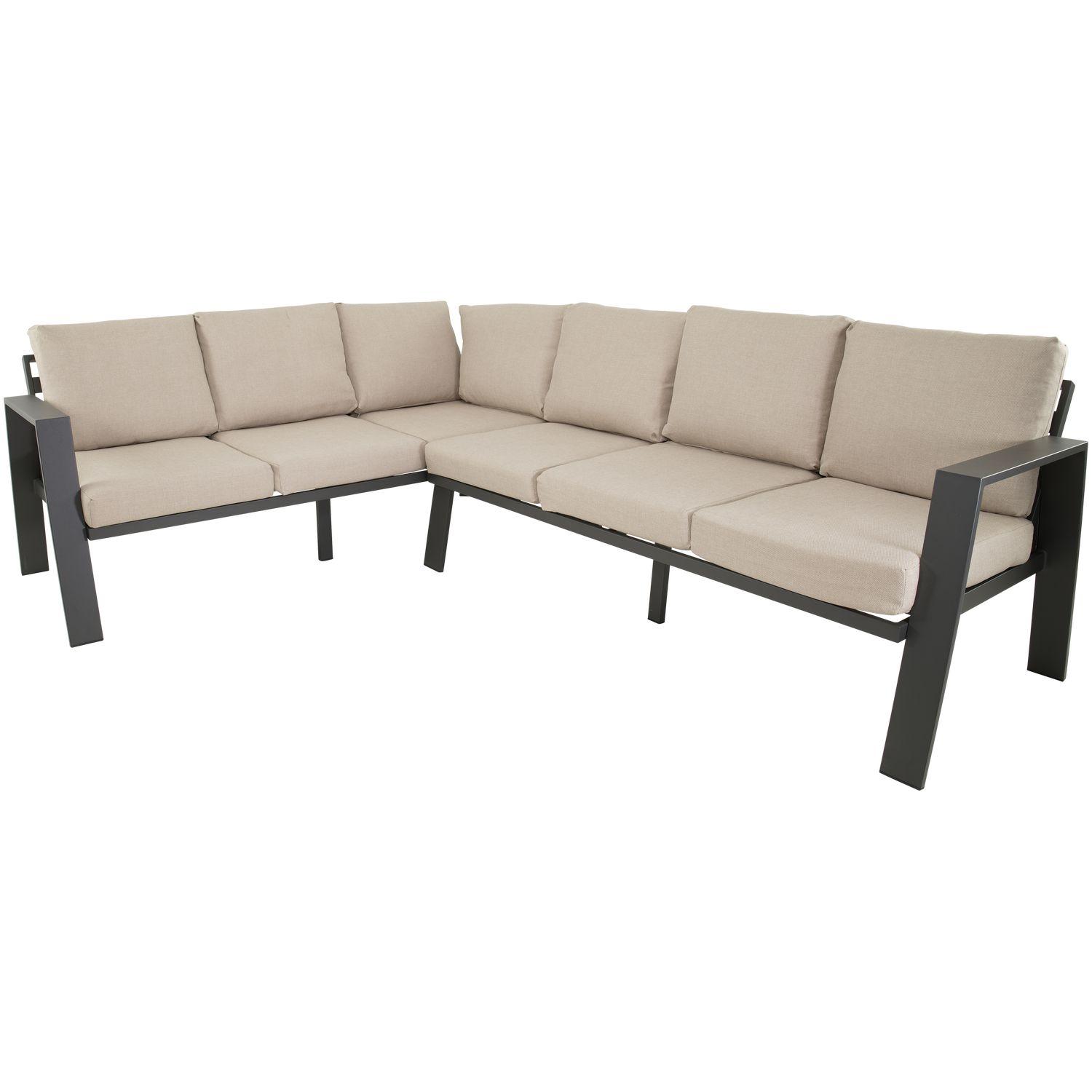 Garten Essgruppe Sofa Esther Aluminium anthrazit Stoff beige 276x213