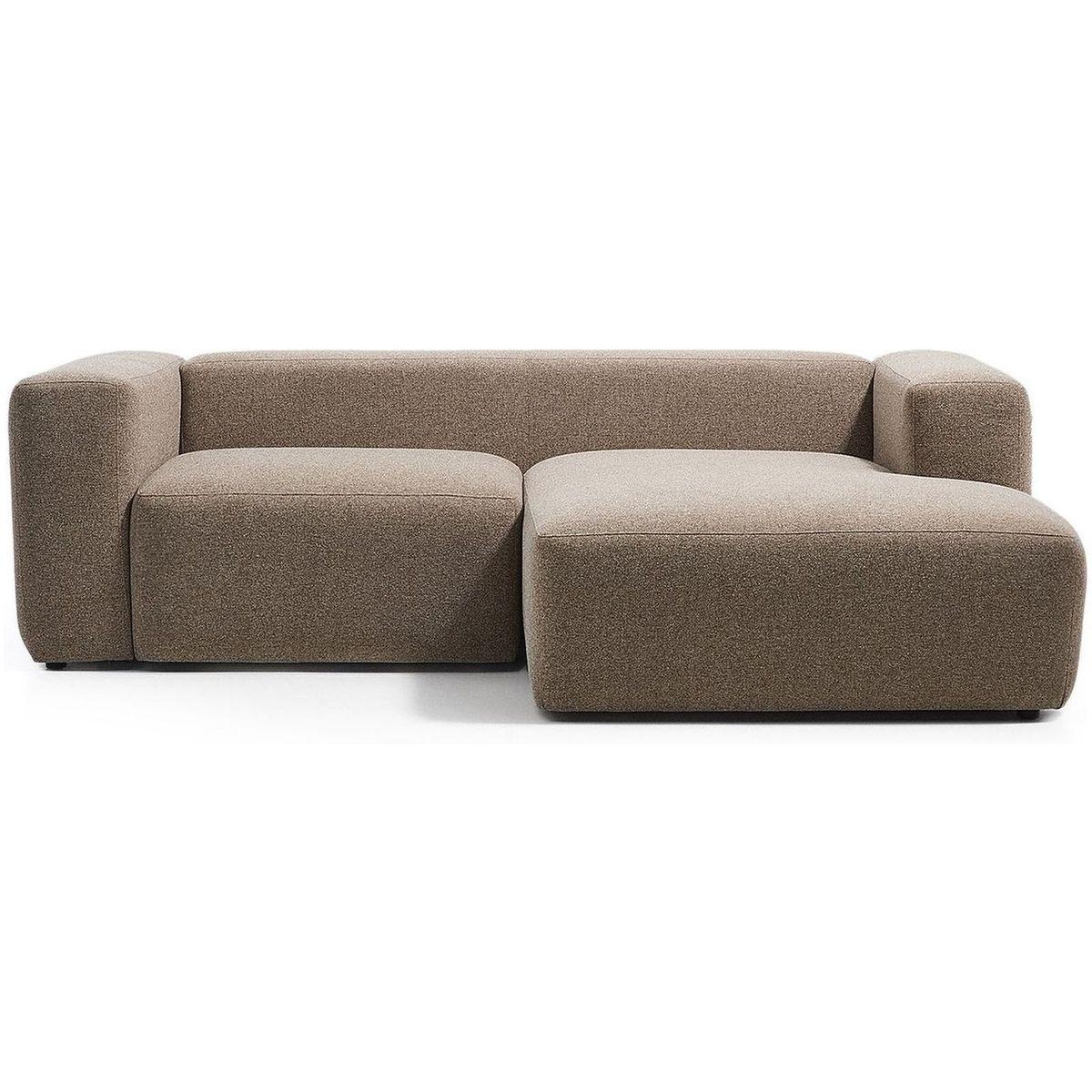 2-Sitzer-Sofa Blok mit Chaiselongue rechts in brauner Chenille 240 cm FSC Mix Credit