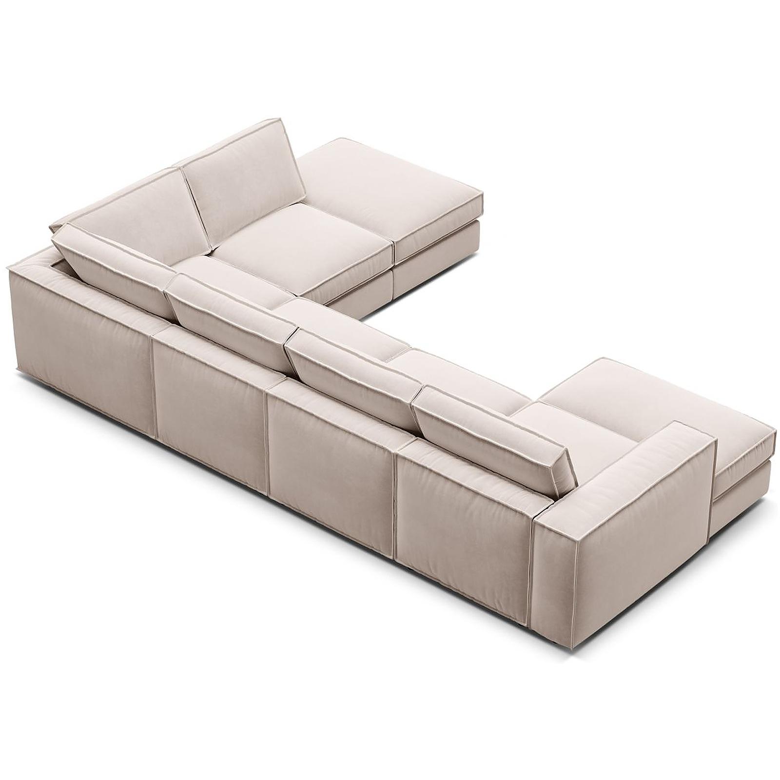 Wohnlandschaft U-Sofa Pola - Ausrichtung: rechts - Bezug: Velvet (Salvador), Beige