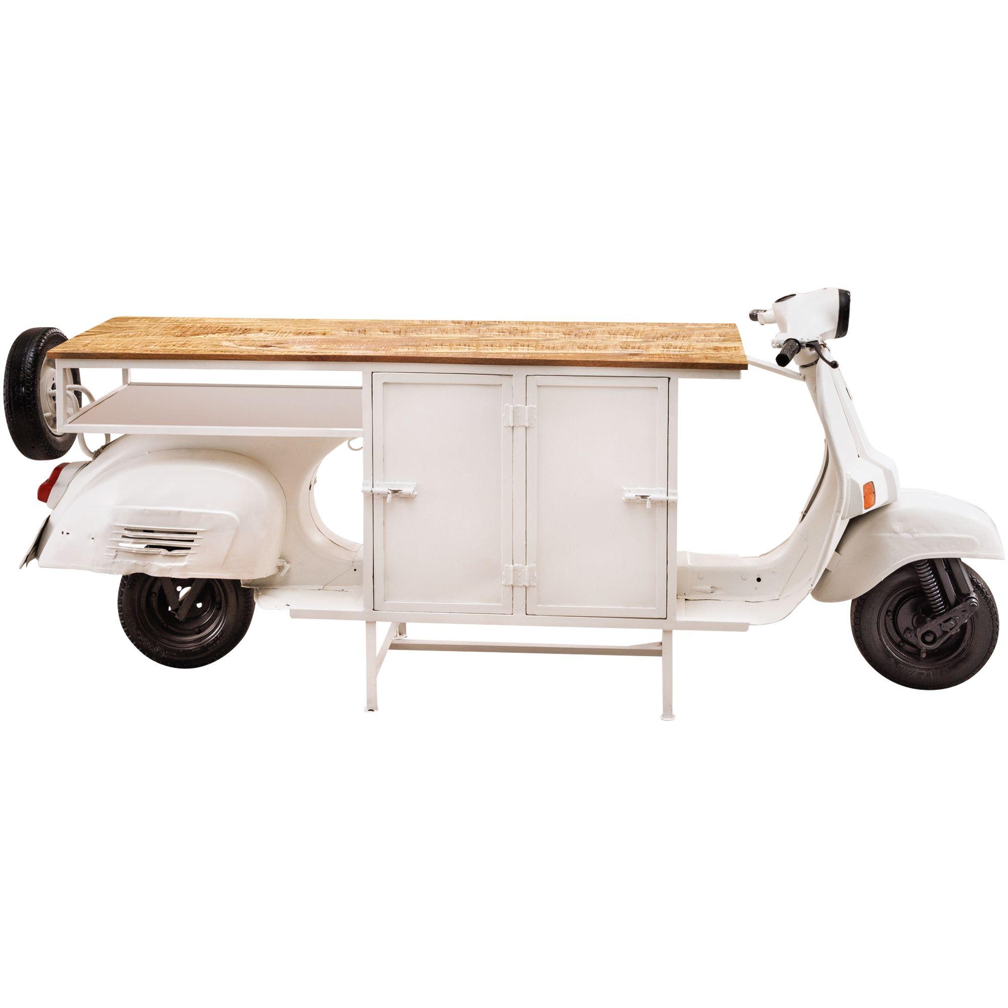 Barschrank Theke Vintage Scooter weiss Mangoholz natur 250
